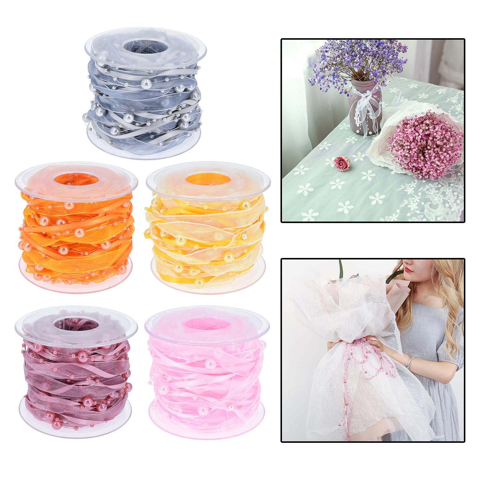 Bead Ribbon Chiffon Wrap Roll Applique Beaded for Clothing Sewing Party gray