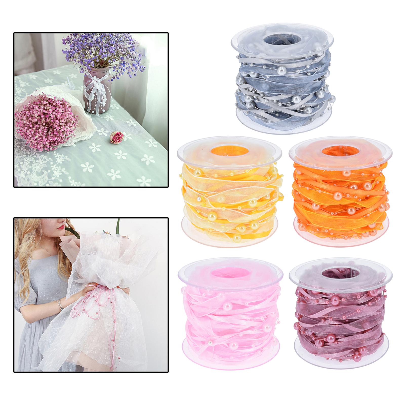 Bead Ribbon Chiffon Wrap Roll Applique Beaded for Clothing Sewing Party gray