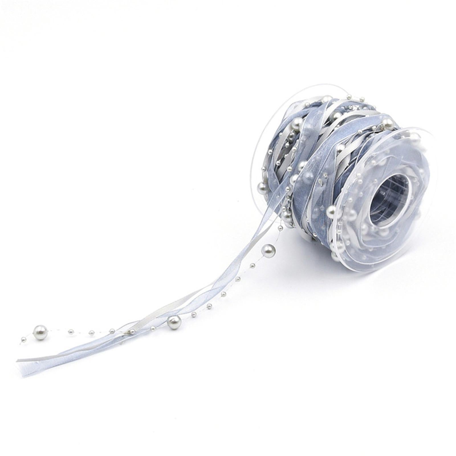 Bead Ribbon Chiffon Wrap Roll Applique Beaded for Clothing Sewing Party gray