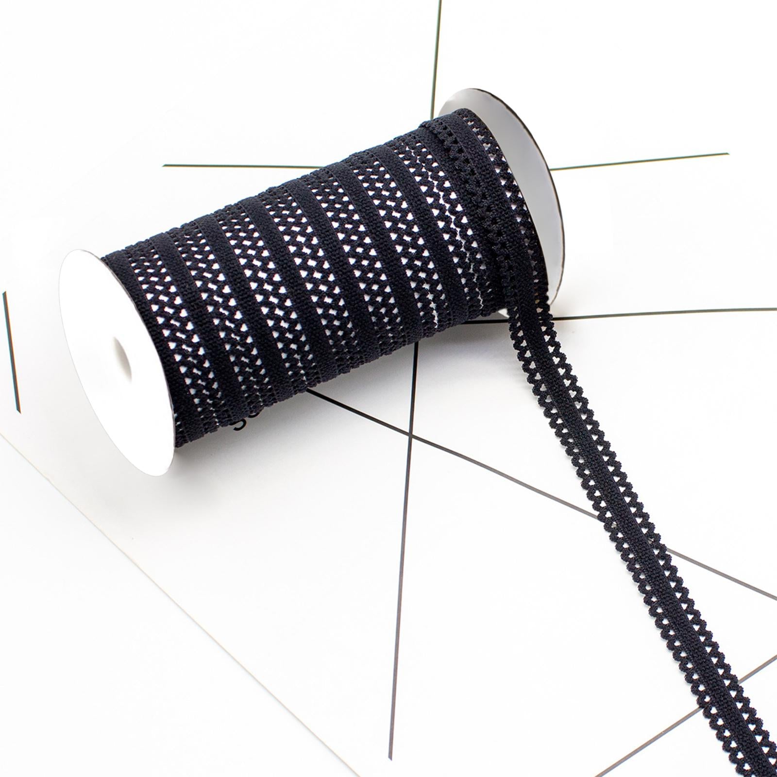Lace Bias Tape 1 Roll 10 Yard Polyester String for Lingerie Hair Tie Couch Black
