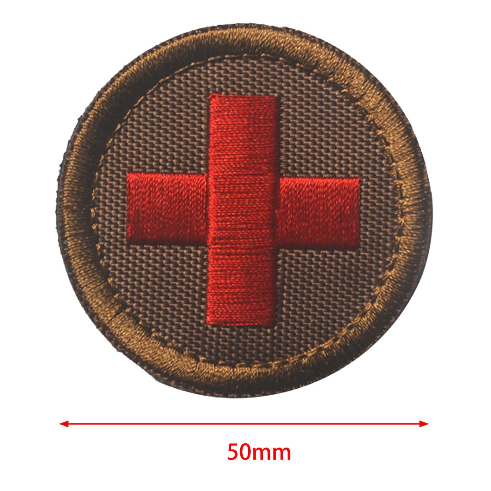 Red Cross Patch Nurse Durable Fastener for Mountaineering Fishing Hunting Brown