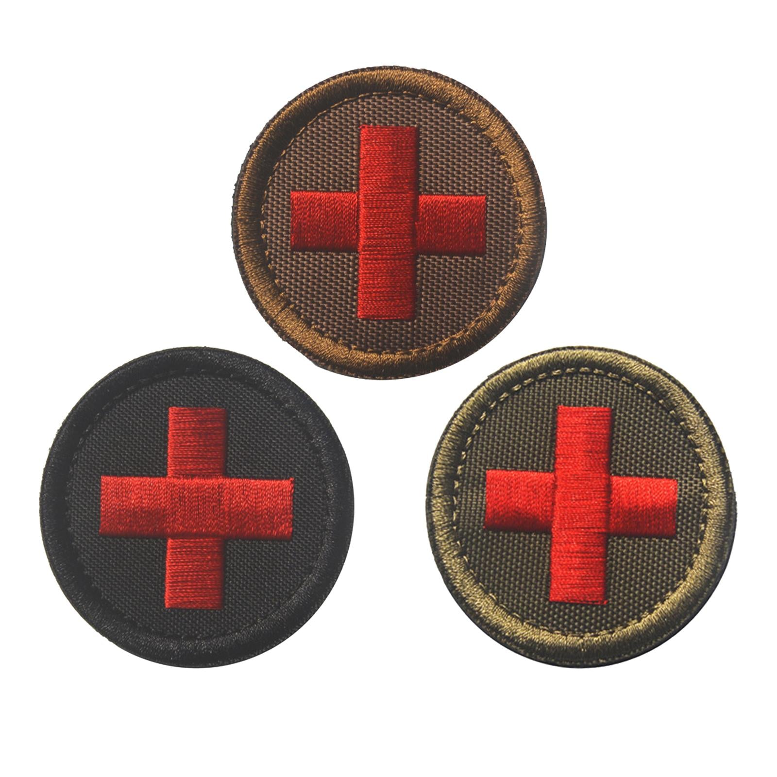 Red Cross Patch Nurse Durable Fastener for Mountaineering Fishing Hunting Brown