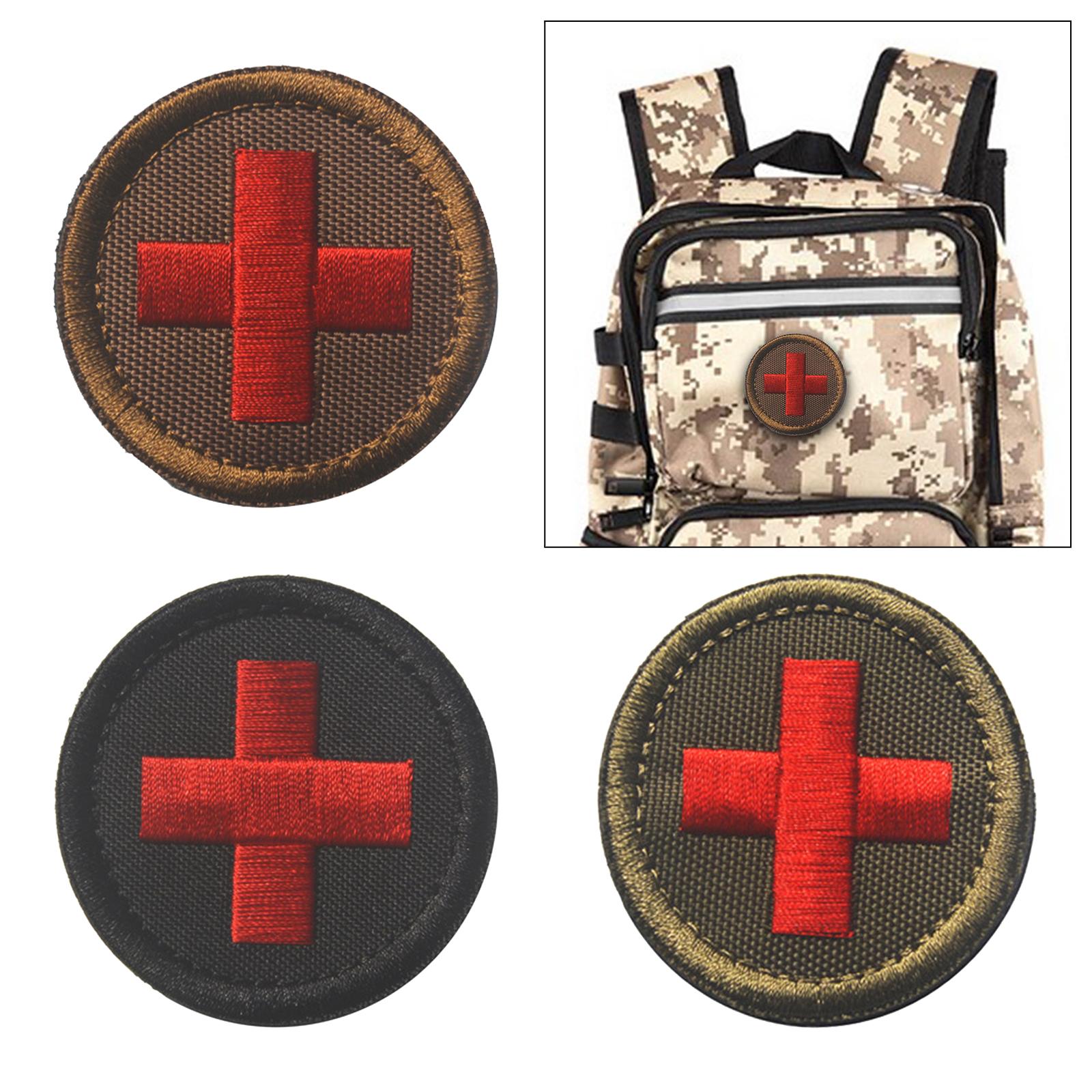 Red Cross Patch Nurse Durable Fastener for Mountaineering Fishing Hunting Brown