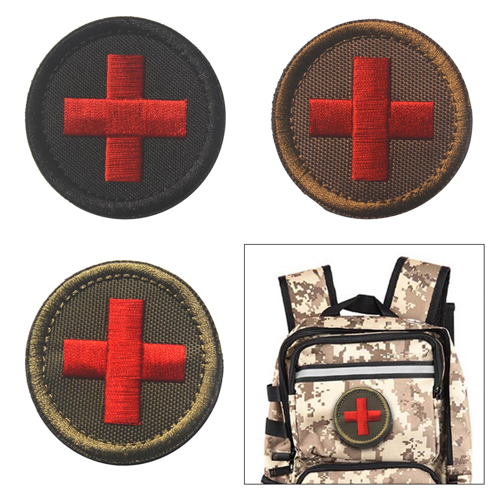Red Cross Patch Nurse Durable Fastener for Mountaineering Fishing Hunting Brown