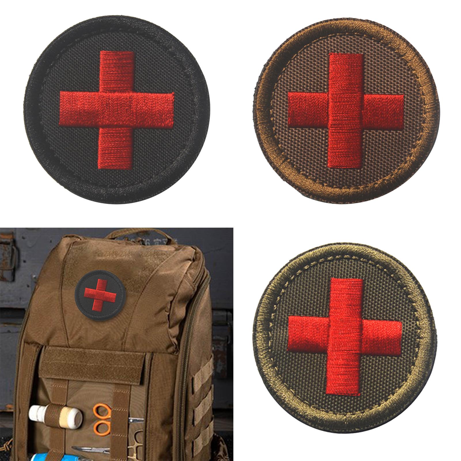 Red Cross Patch Nurse Durable Fastener for Mountaineering Fishing Hunting Brown