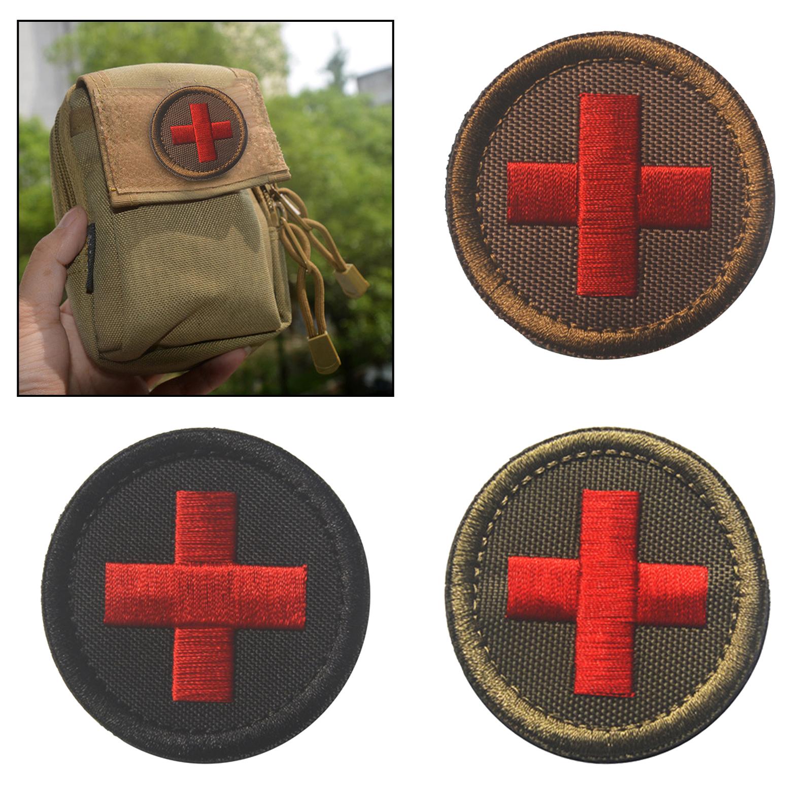 Red Cross Patch Nurse Durable Fastener for Mountaineering Fishing Hunting Brown
