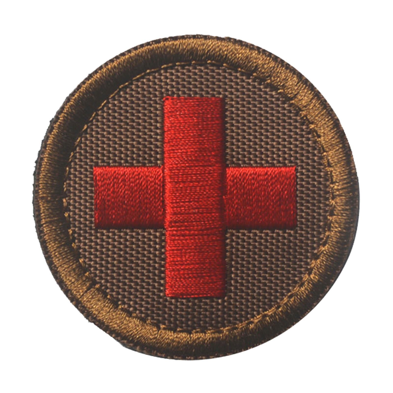 Red Cross Patch Nurse Durable Fastener for Mountaineering Fishing Hunting Brown