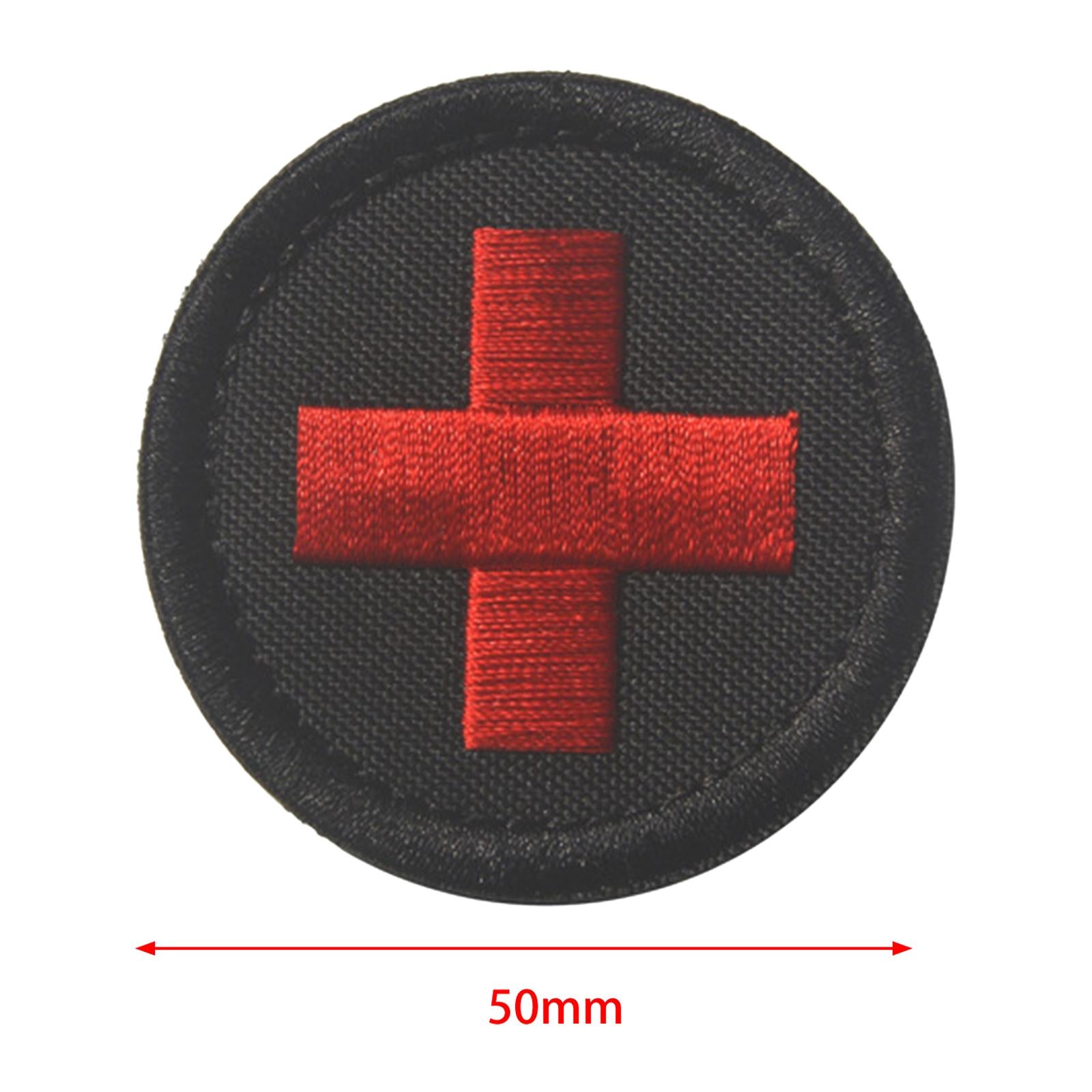 Red Cross Patch Nurse Durable Fastener for Mountaineering Fishing Hunting Black