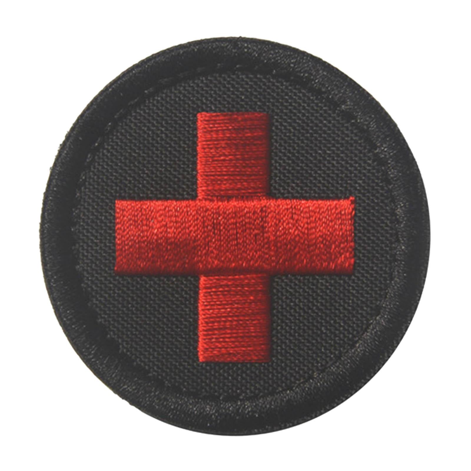 Red Cross Patch Nurse Durable Fastener for Mountaineering Fishing Hunting Black