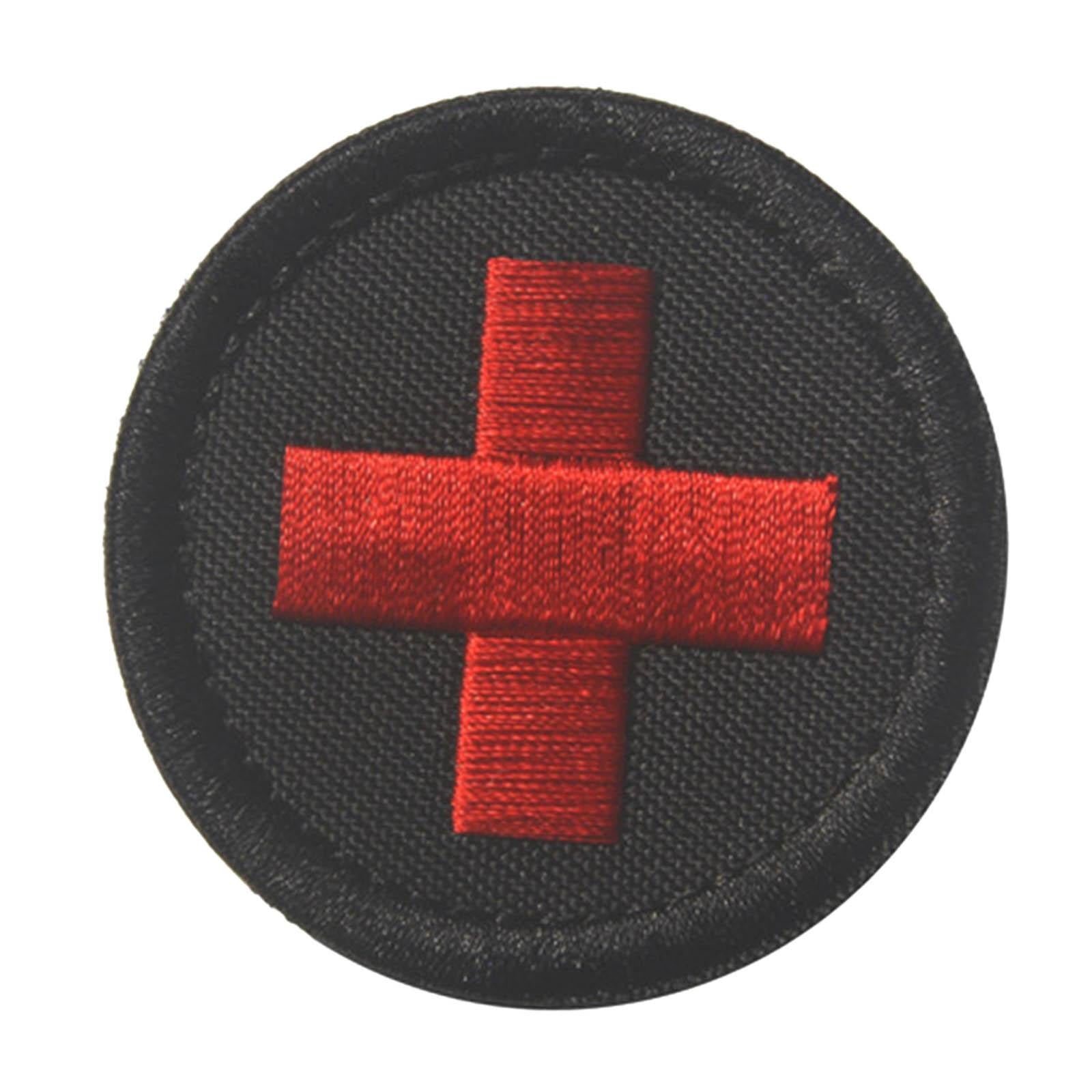 Red Cross Patch Nurse Durable Fastener for Mountaineering Fishing Hunting Black