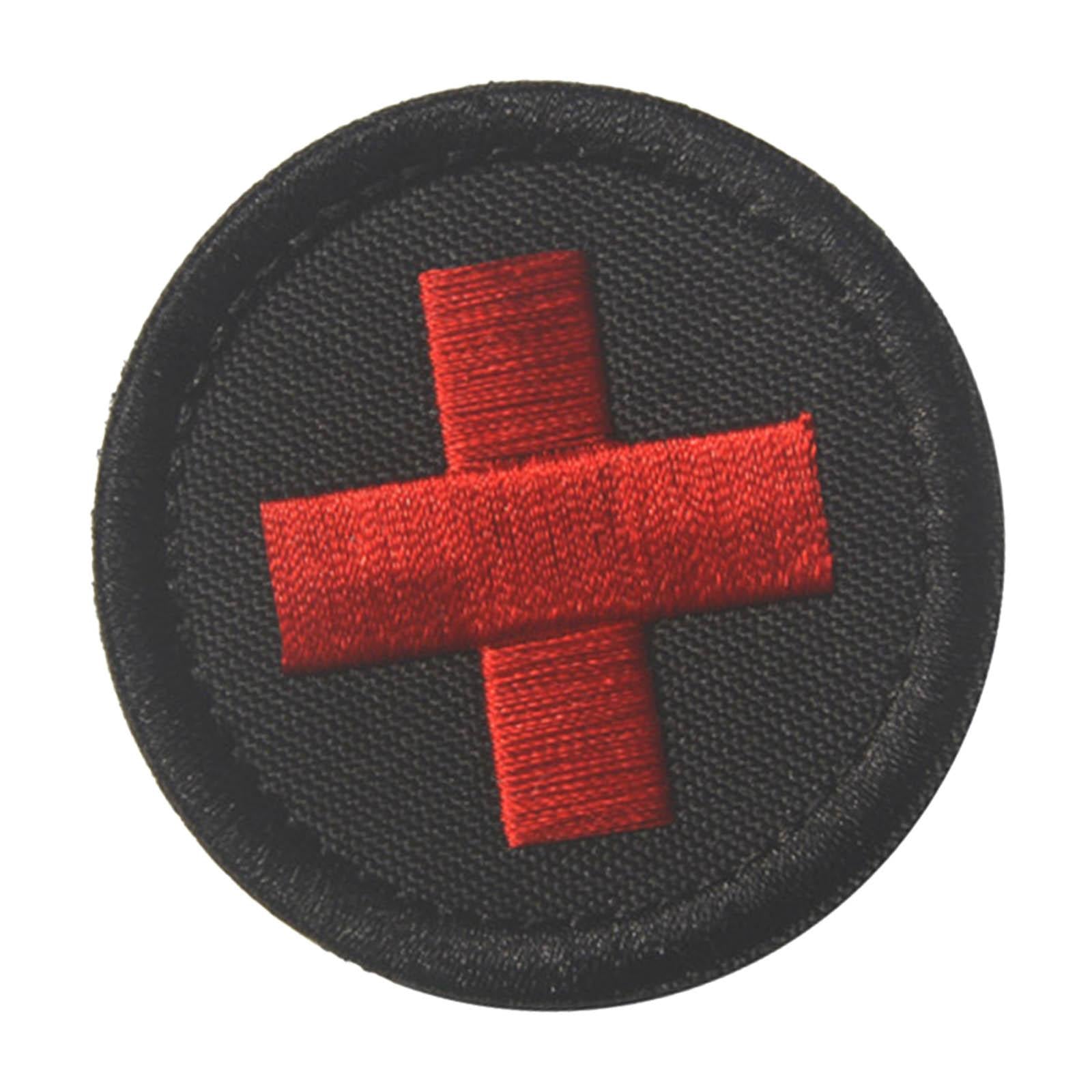Red Cross Patch Nurse Durable Fastener for Mountaineering Fishing Hunting Black