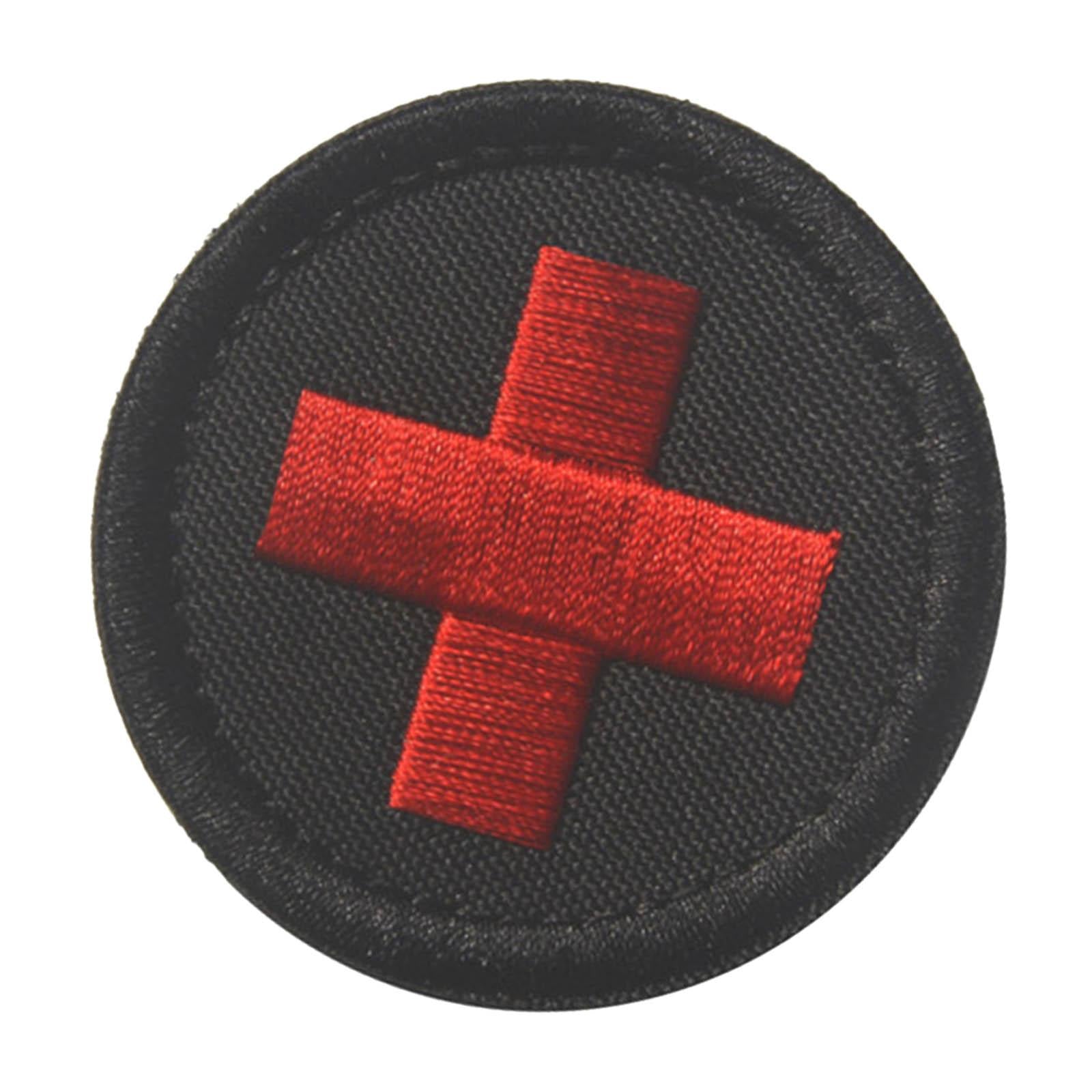 Red Cross Patch Nurse Durable Fastener for Mountaineering Fishing Hunting Black
