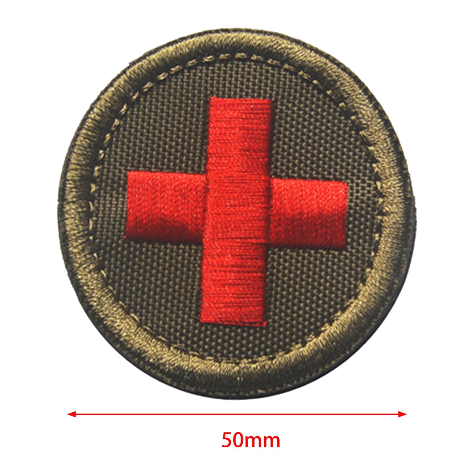 Red Cross Patch Nurse Durable Fastener for Mountaineering Fishing Hunting Green