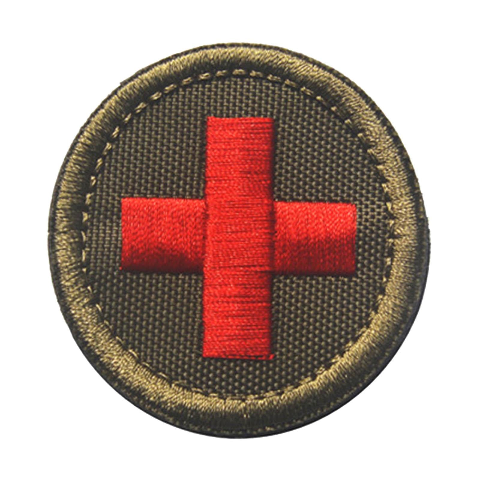 Red Cross Patch Nurse Durable Fastener for Mountaineering Fishing Hunting Green