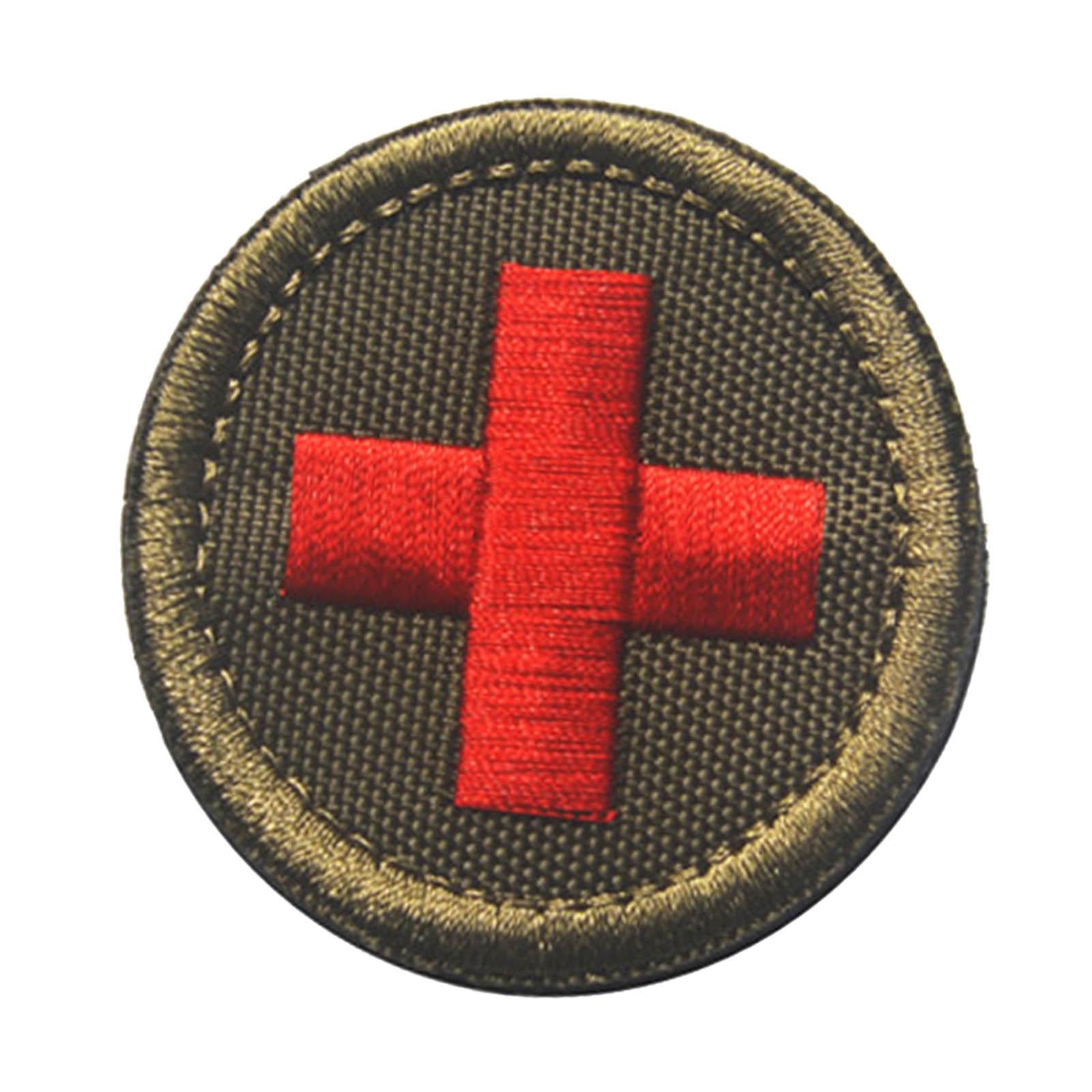 Red Cross Patch Nurse Durable Fastener for Mountaineering Fishing Hunting Green