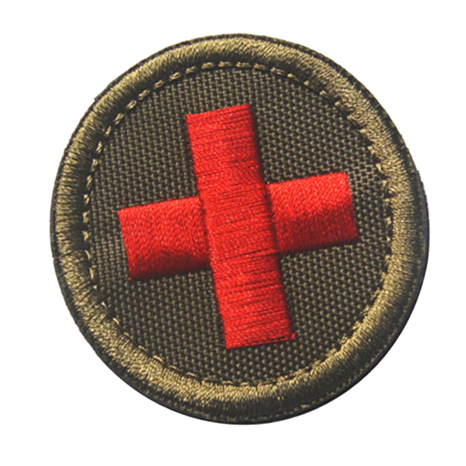 Red Cross Patch Nurse Durable Fastener for Mountaineering Fishing Hunting Green