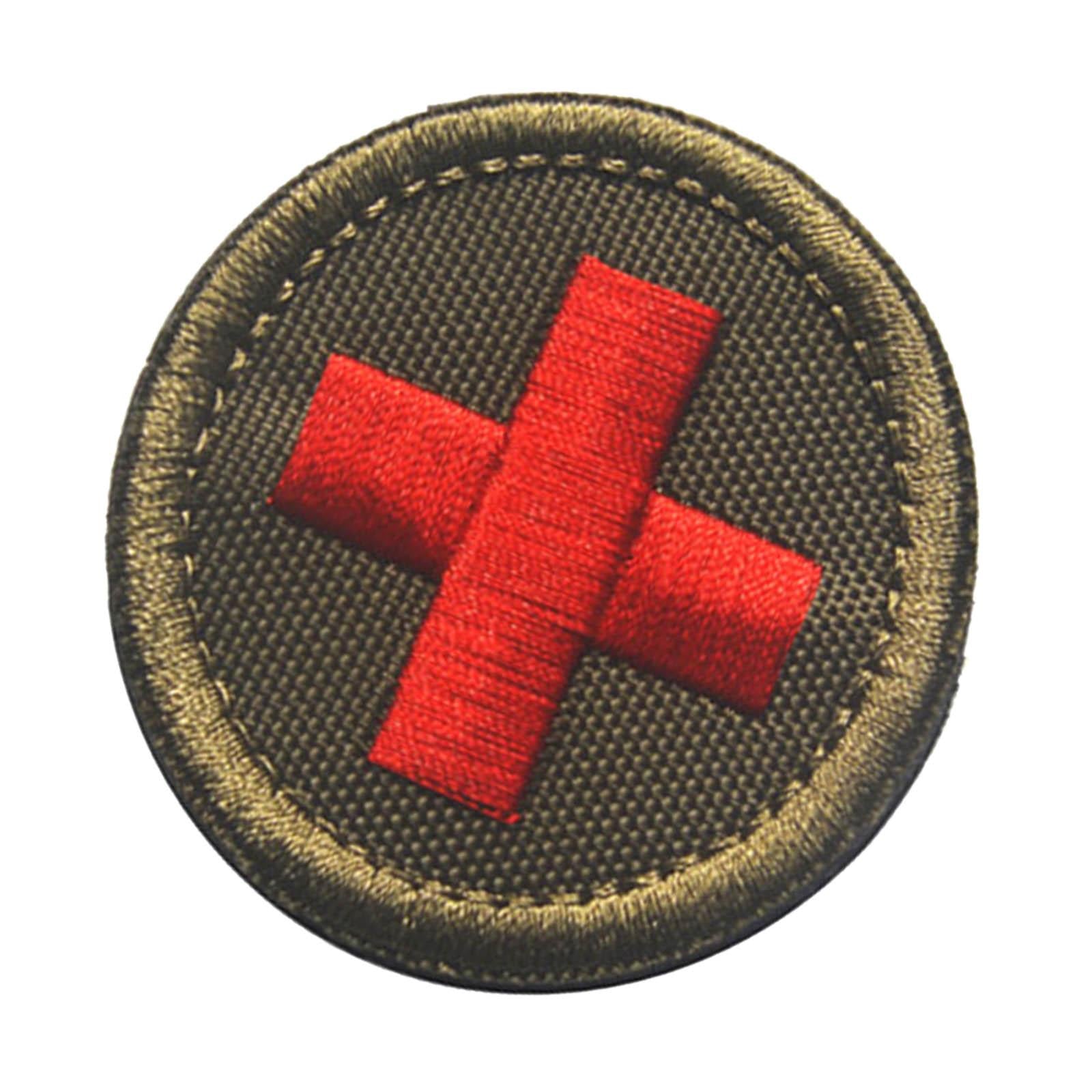 Red Cross Patch Nurse Durable Fastener for Mountaineering Fishing Hunting Green