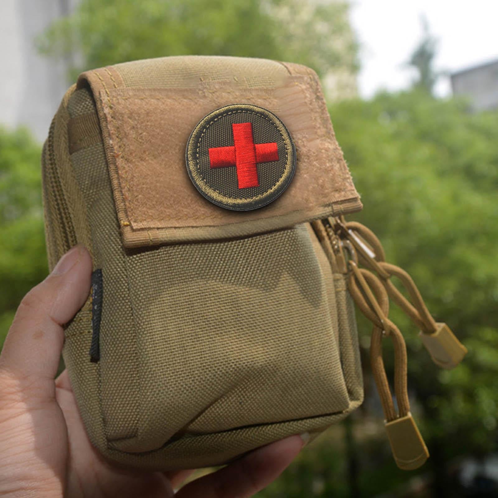Red Cross Patch Nurse Durable Fastener for Mountaineering Fishing Hunting Green