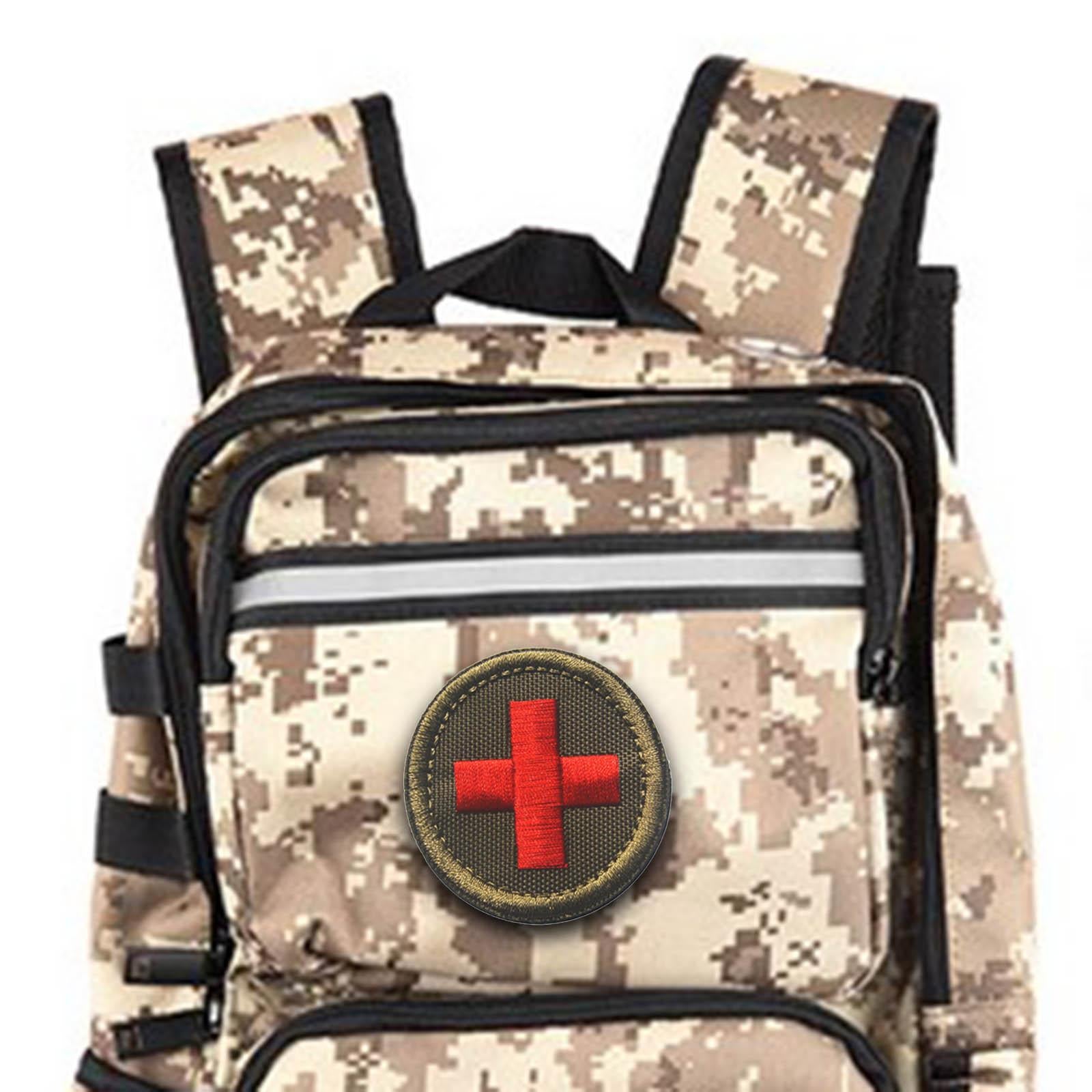 Red Cross Patch Nurse Durable Fastener for Mountaineering Fishing Hunting Green
