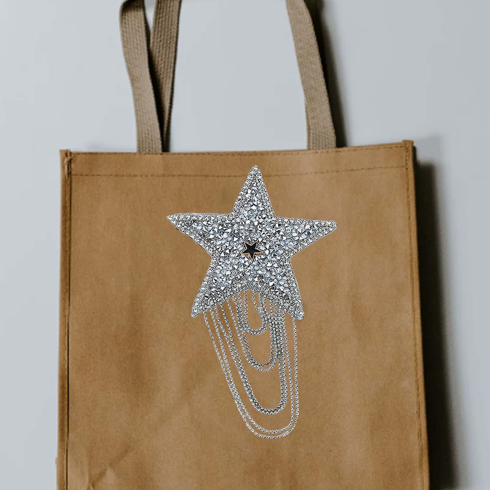 Embroidery Patches Sew On Tassel Pentagram Appliques for Hats Silver