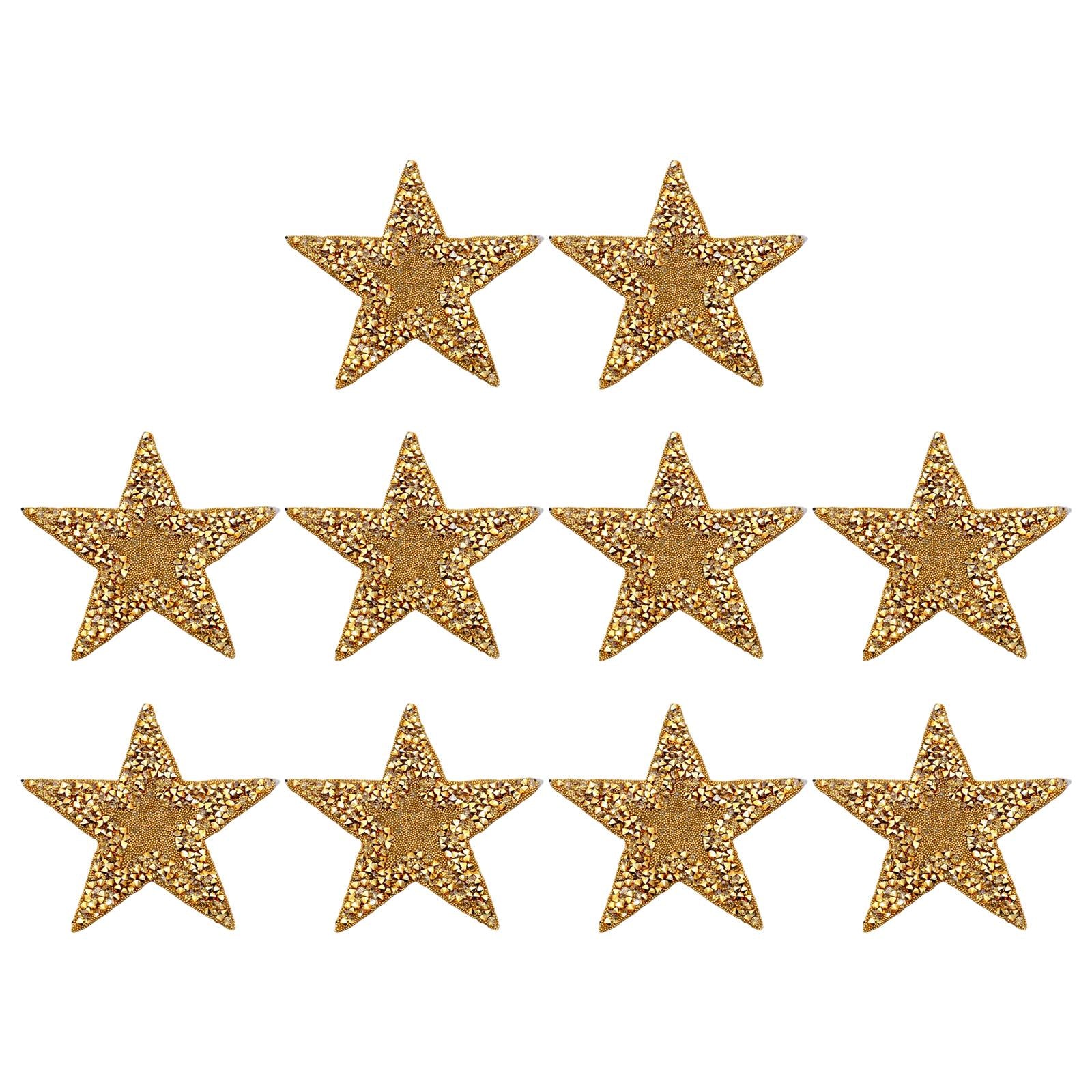 10x Rhinestone Star Patches Appliques Repair Sewing Accessories Golden