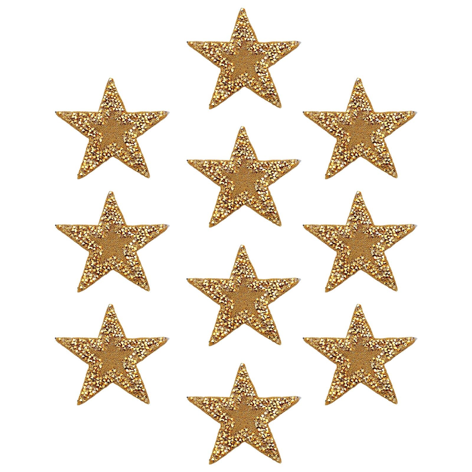 10x Rhinestone Star Patches Appliques Repair Sewing Accessories Golden
