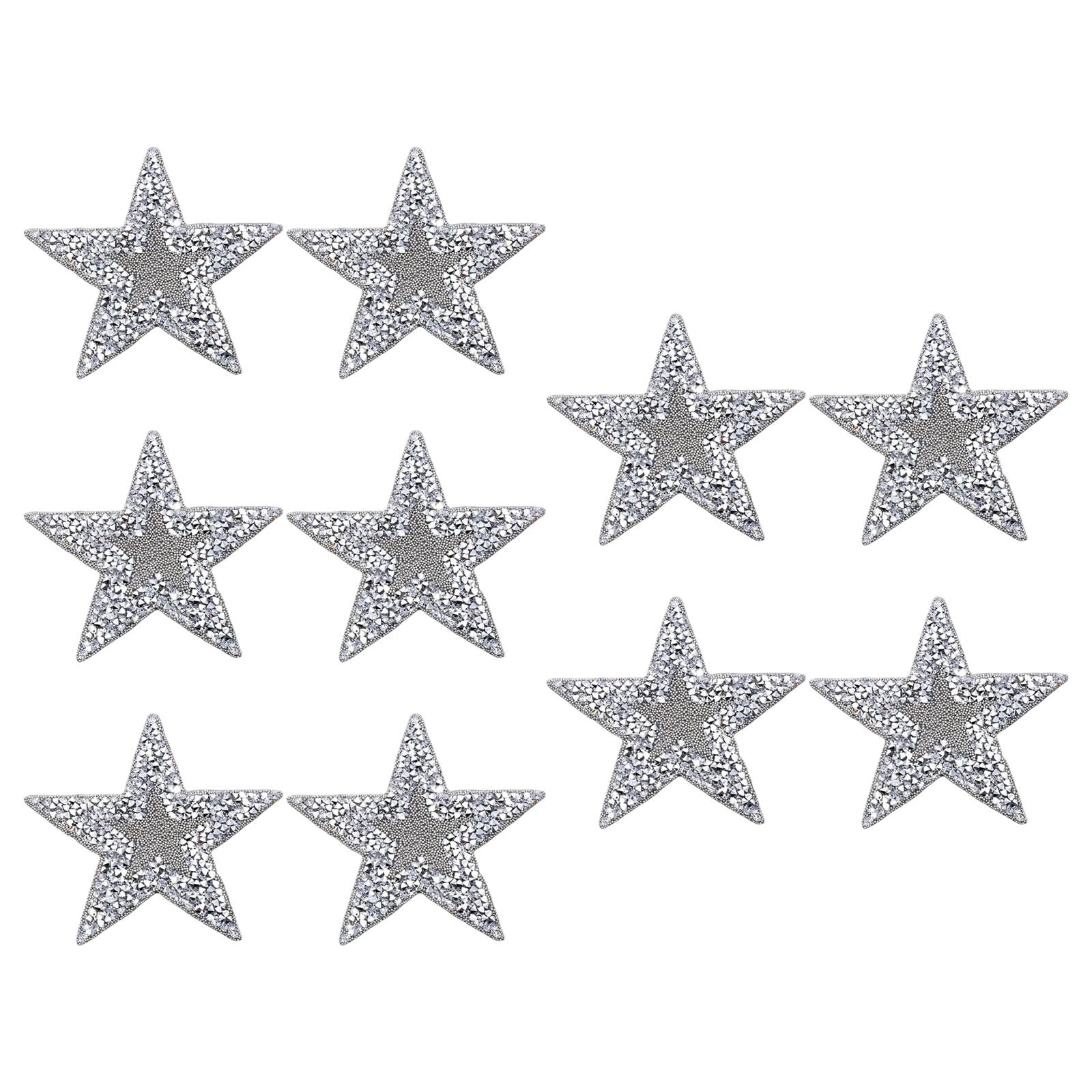 10x Rhinestone Star Patches Appliques Repair Sewing Accessories Silver