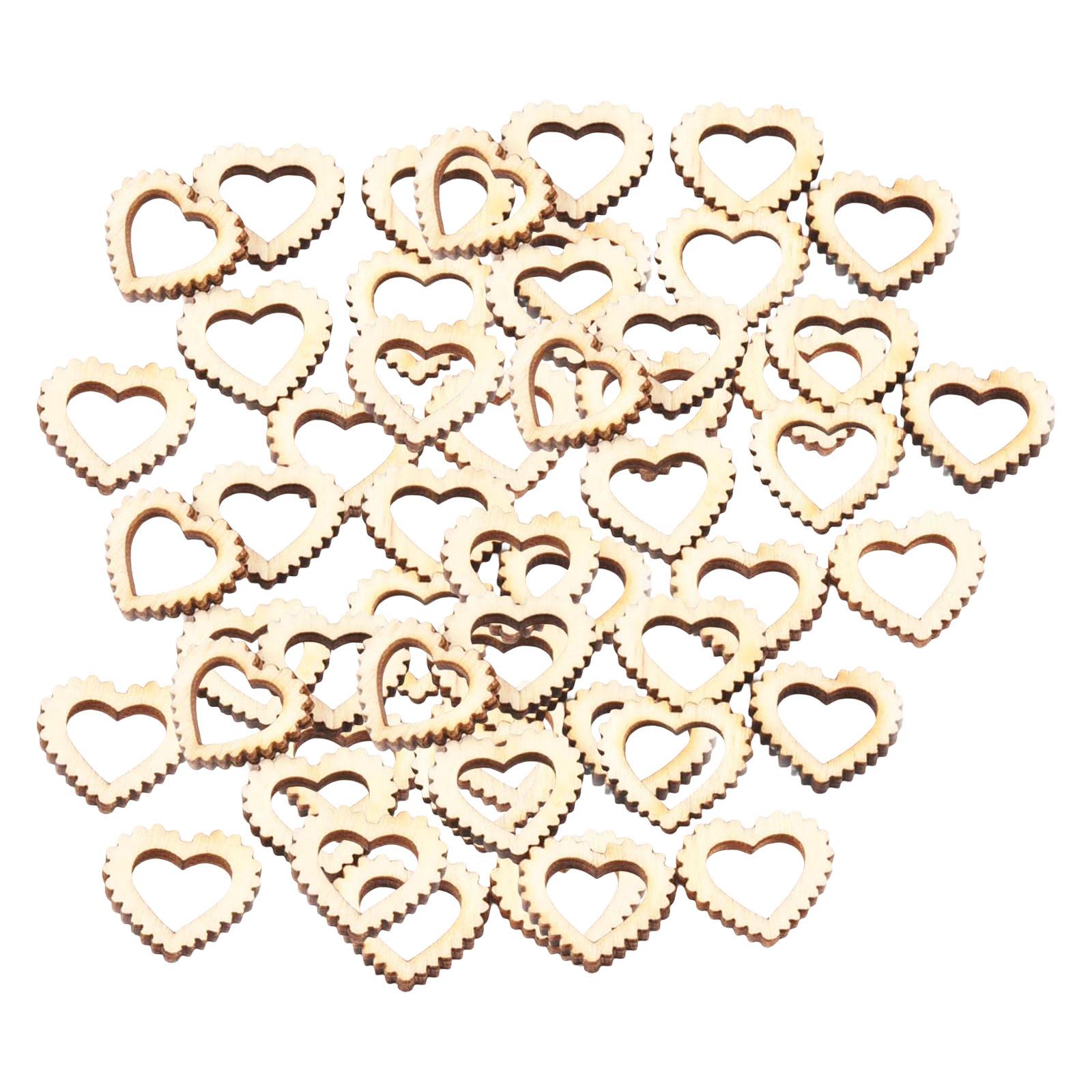 50Pcs Natural Heart Shapes Hollow Craft Decorations Wedding Valentine Sign