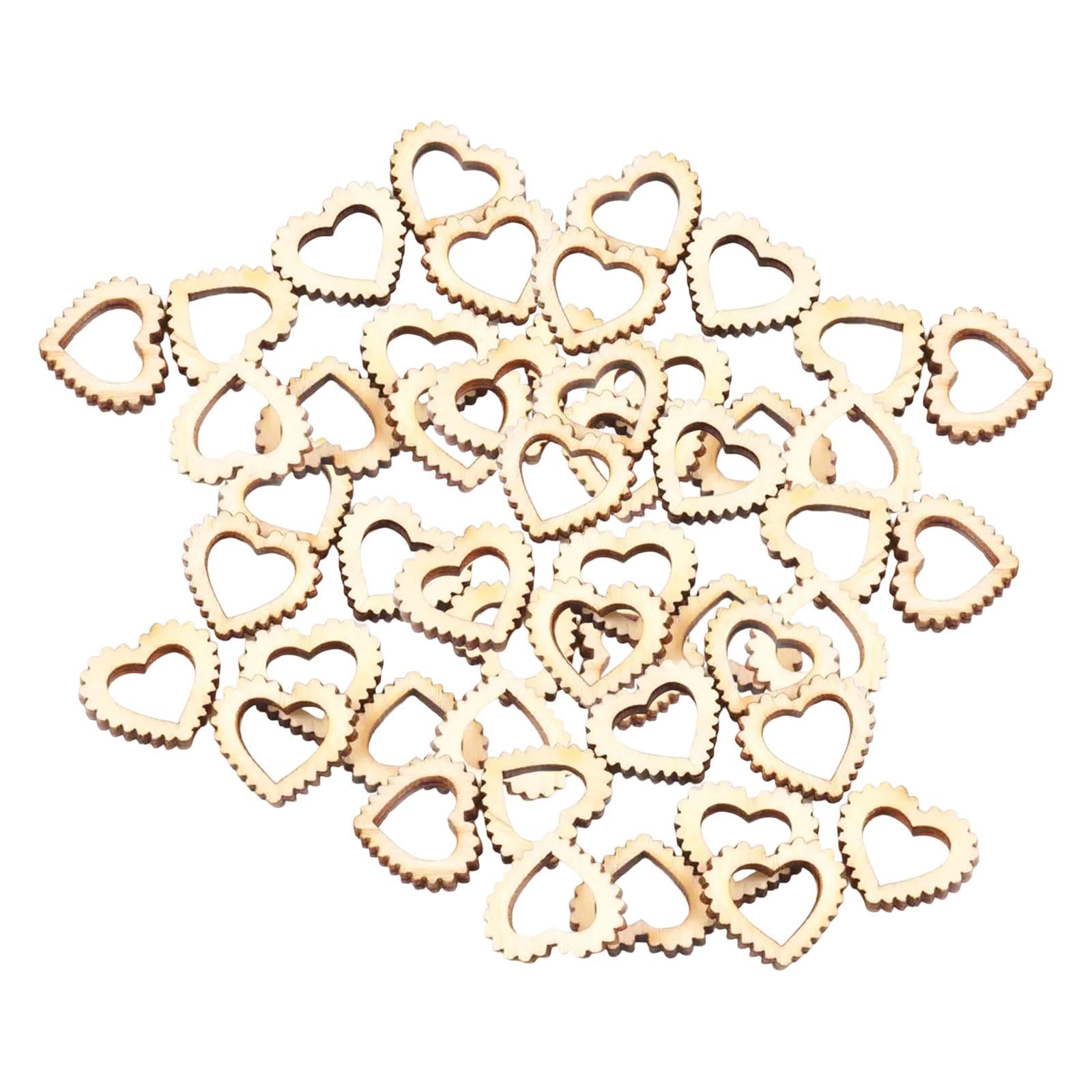 50Pcs Natural Heart Shapes Hollow Craft Decorations Wedding Valentine Sign