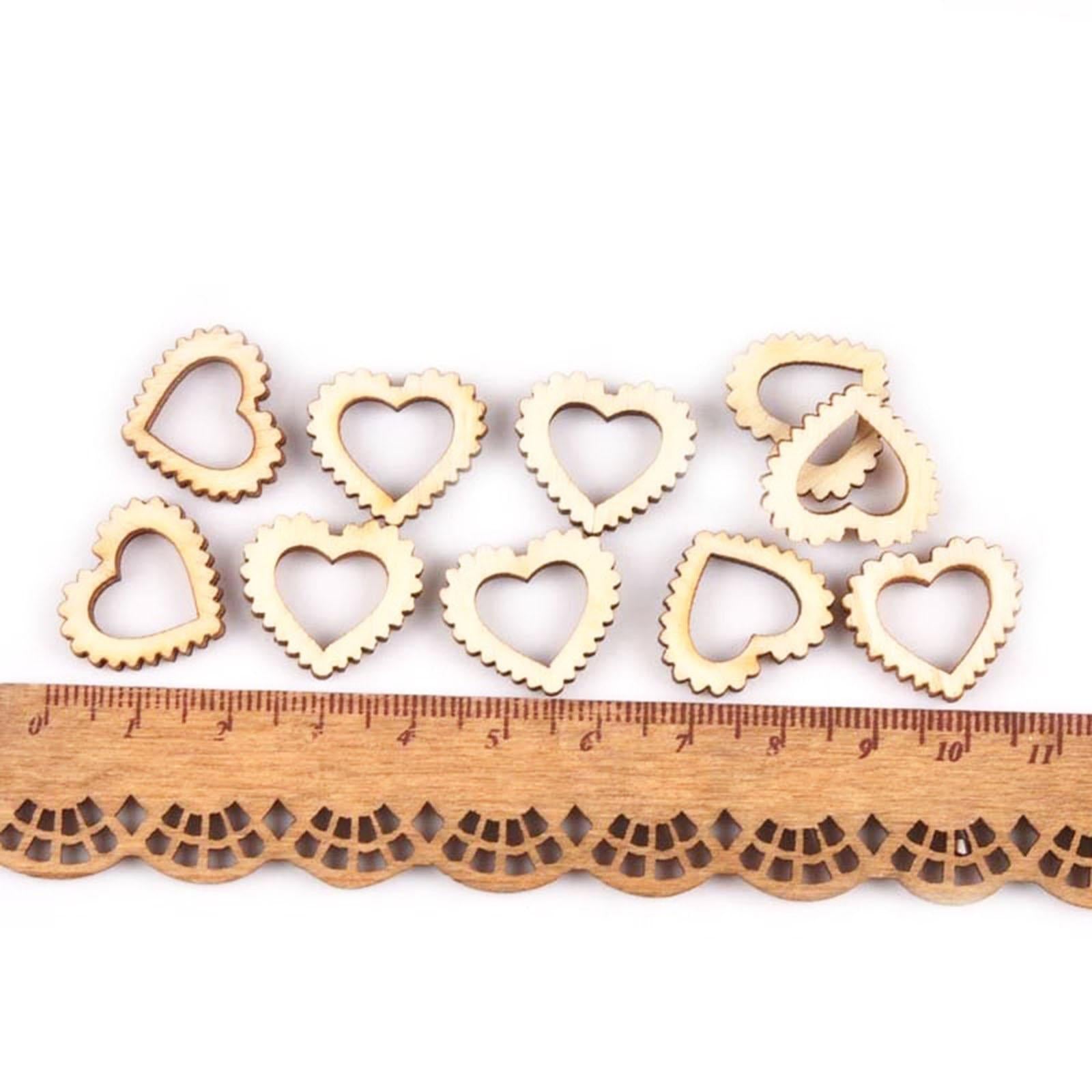 50Pcs Natural Heart Shapes Hollow Craft Decorations Wedding Valentine Sign