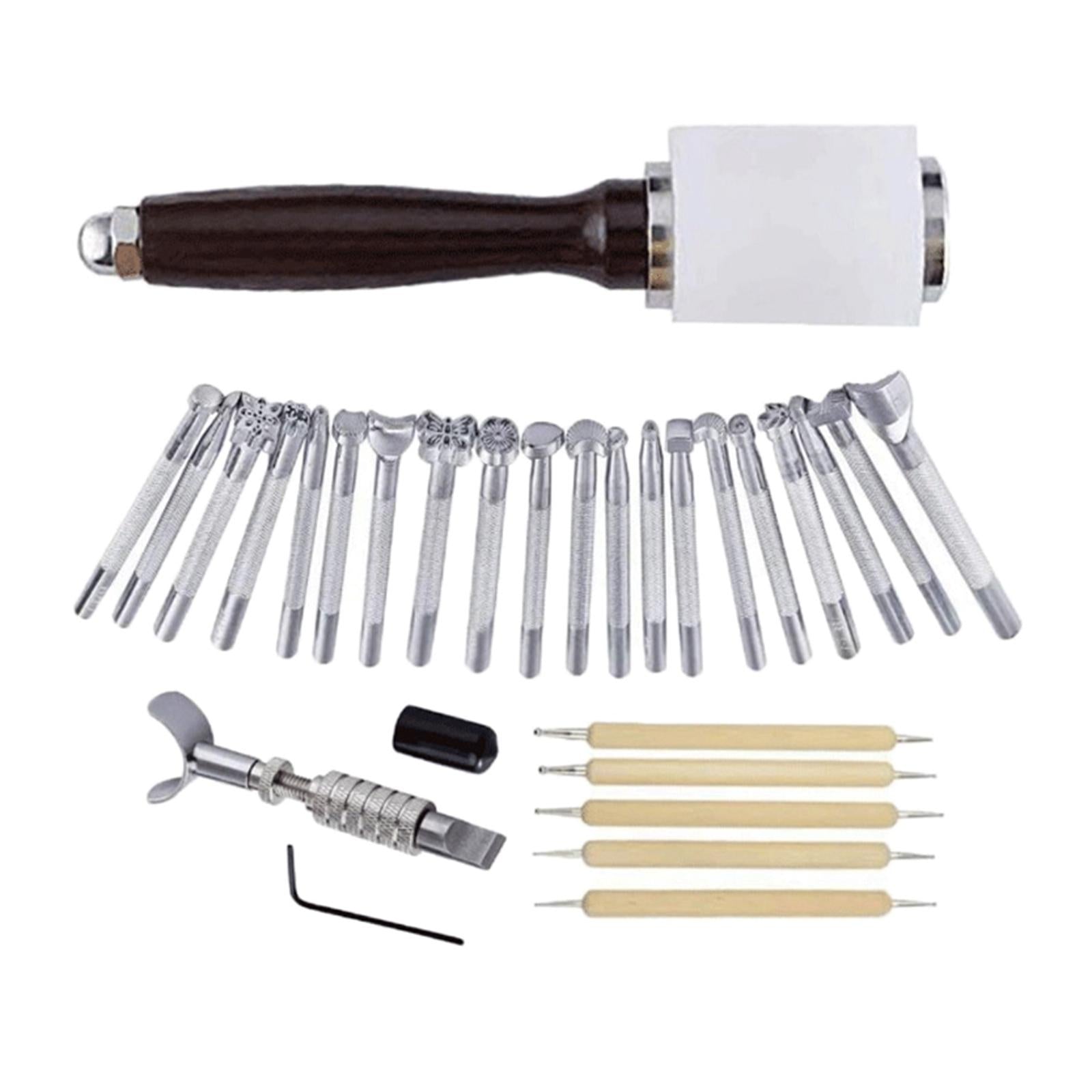 Leather Stamp Tools DIY Leather Craft Hammer Stitching Leather Working Kit