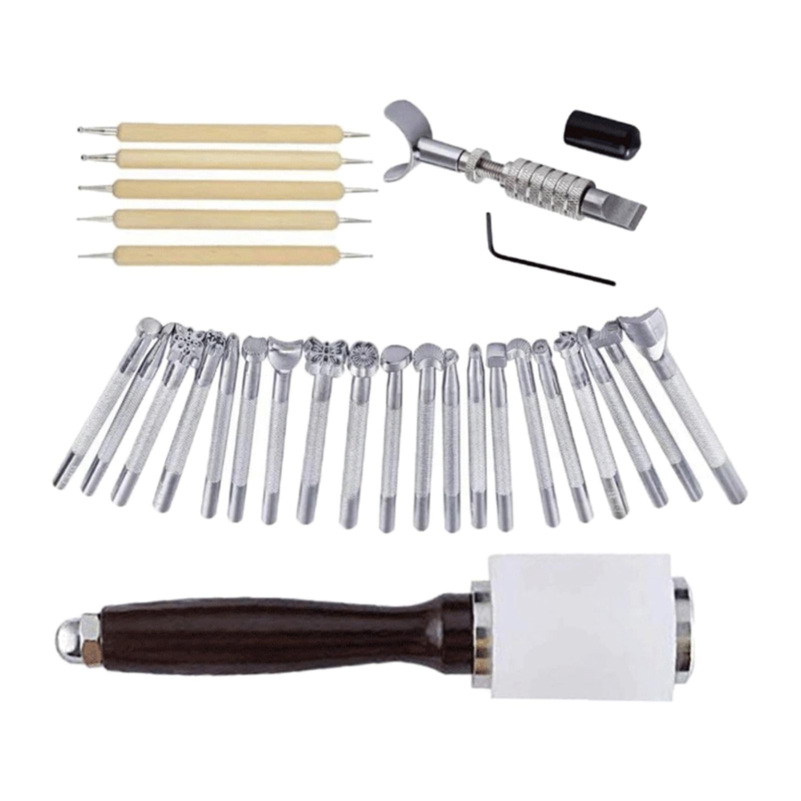 Leather Stamp Tools DIY Leather Craft Hammer Stitching Leather Working Kit