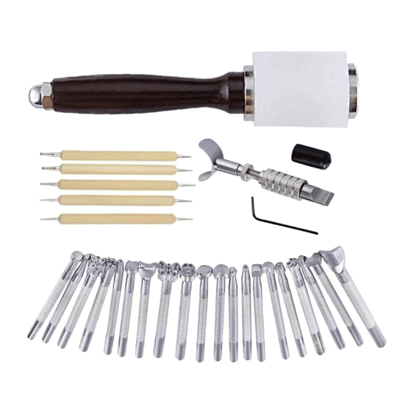 Leather Stamp Tools DIY Leather Craft Hammer Stitching Leather Working Kit