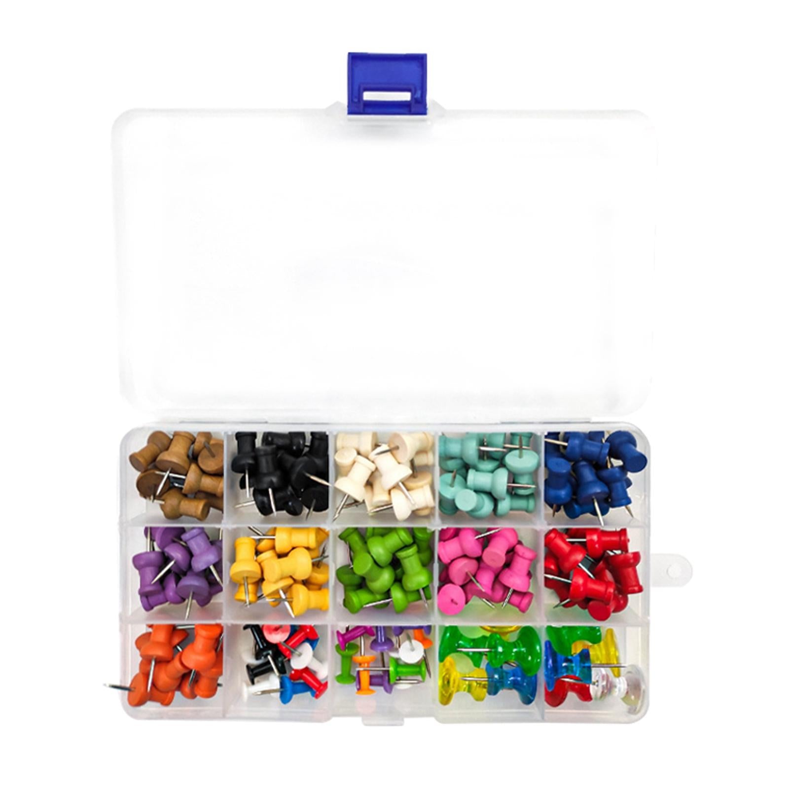 12/15 Grids Push Pins Thumbtacks Plastic Head for Home Fabric Marking Office 15 Grids