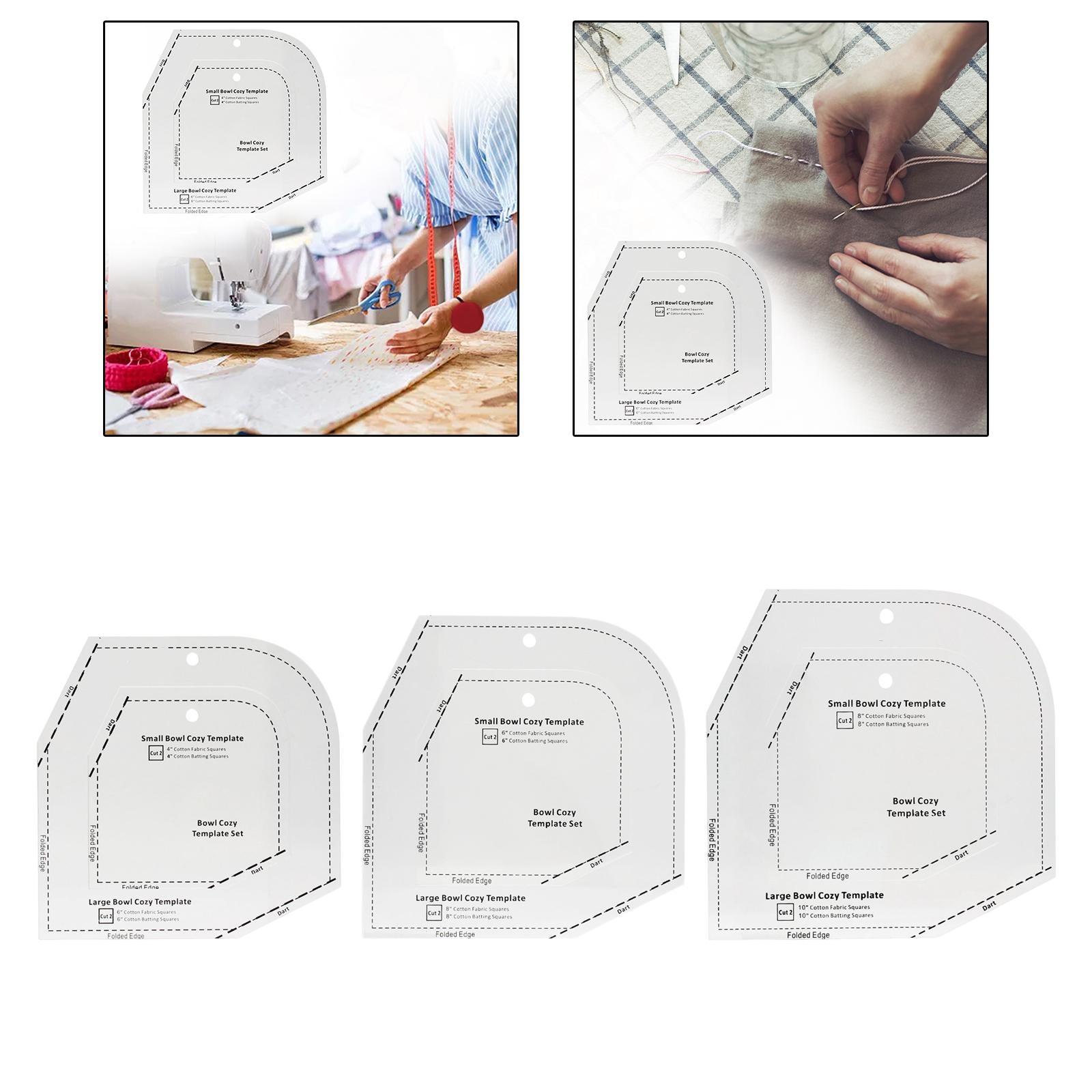 Bowl Cozy Template DIY Craft Clear Acrylic Patchwork Ruler 6x6x0.12inch