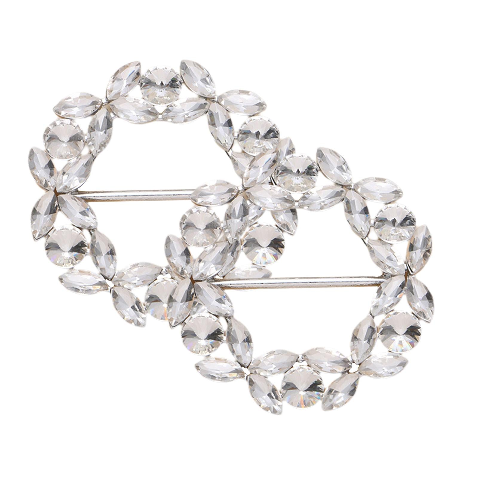 2 Pieces Ribbon Sliders Rhinestone Applique Clips Buckle Bridesmaids White