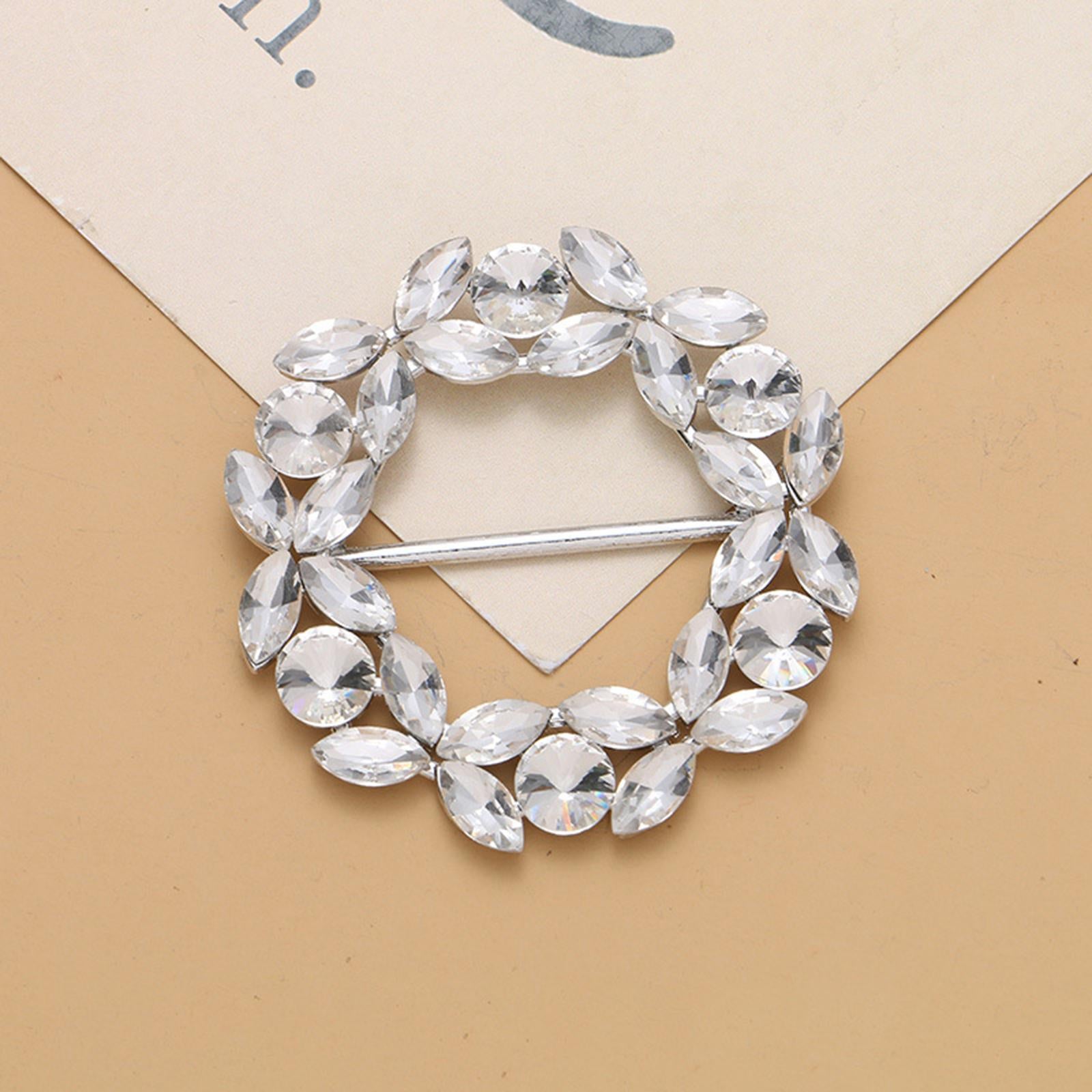 2 Pieces Ribbon Sliders Rhinestone Applique Clips Buckle Bridesmaids White