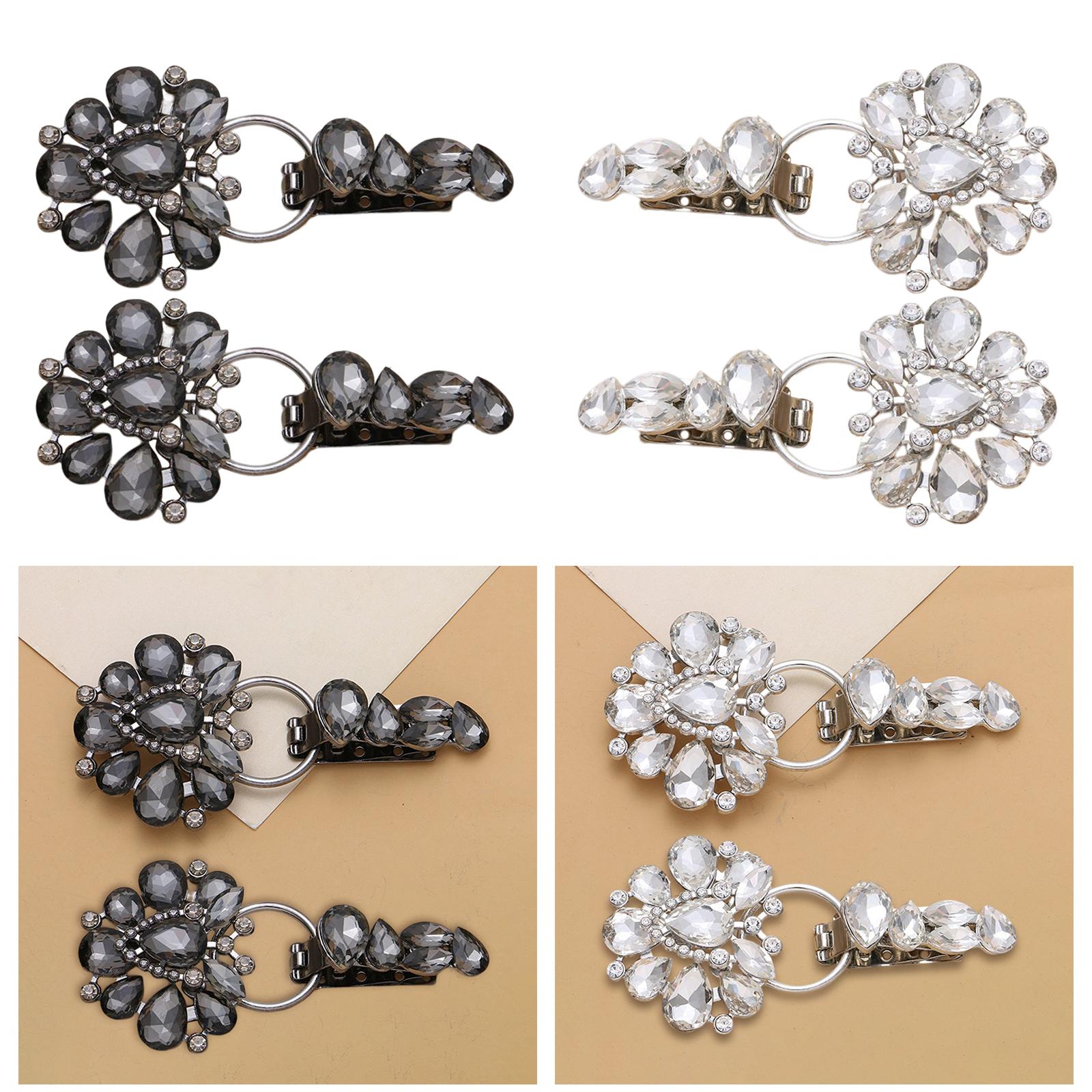 Luxury Metal Alloy Rhinestones Duckbill Button Fur Suede Coat Accessory Black