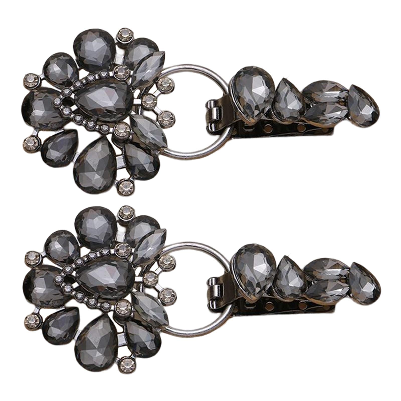 Luxury Metal Alloy Rhinestones Duckbill Button Fur Suede Coat Accessory Black