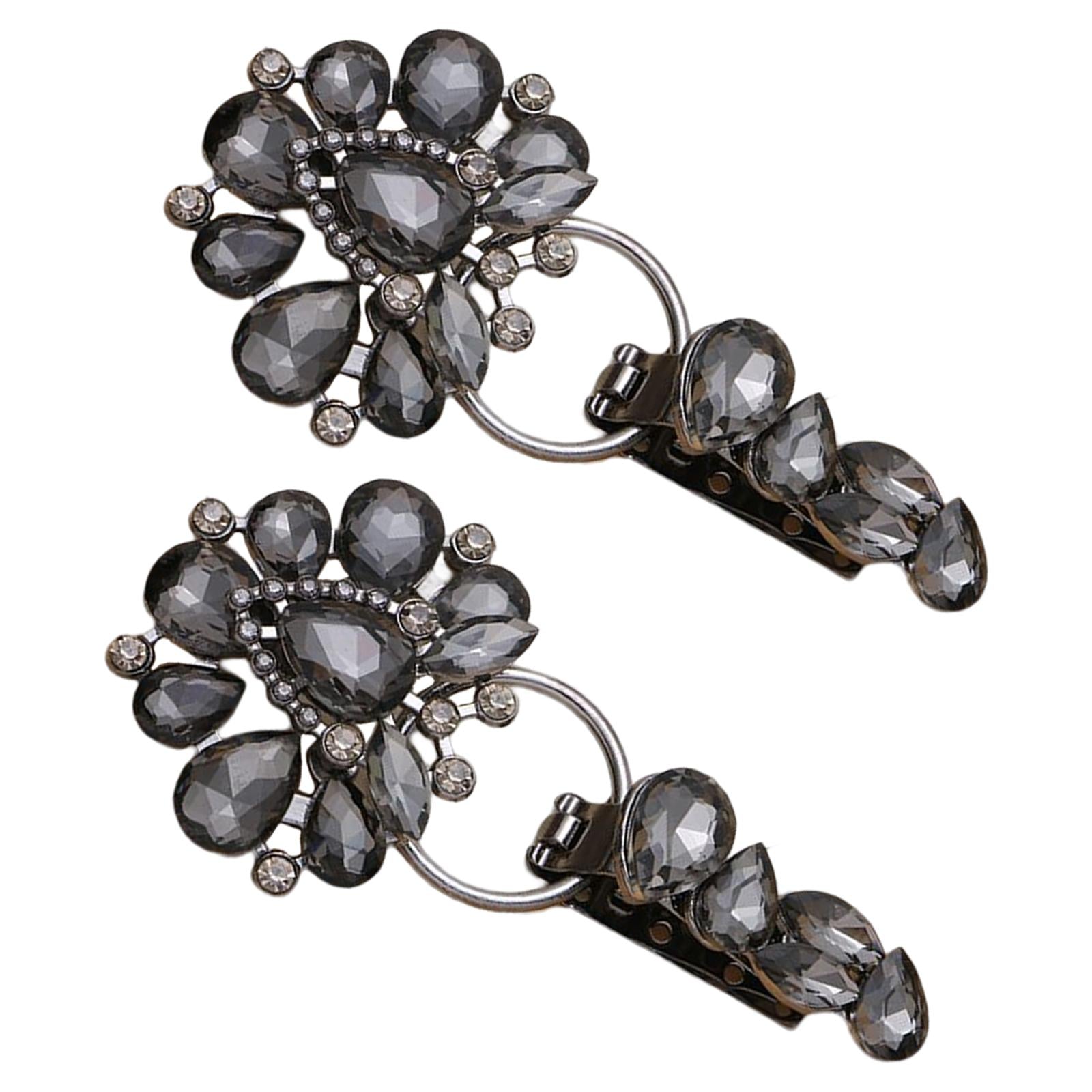 Luxury Metal Alloy Rhinestones Duckbill Button Fur Suede Coat Accessory Black