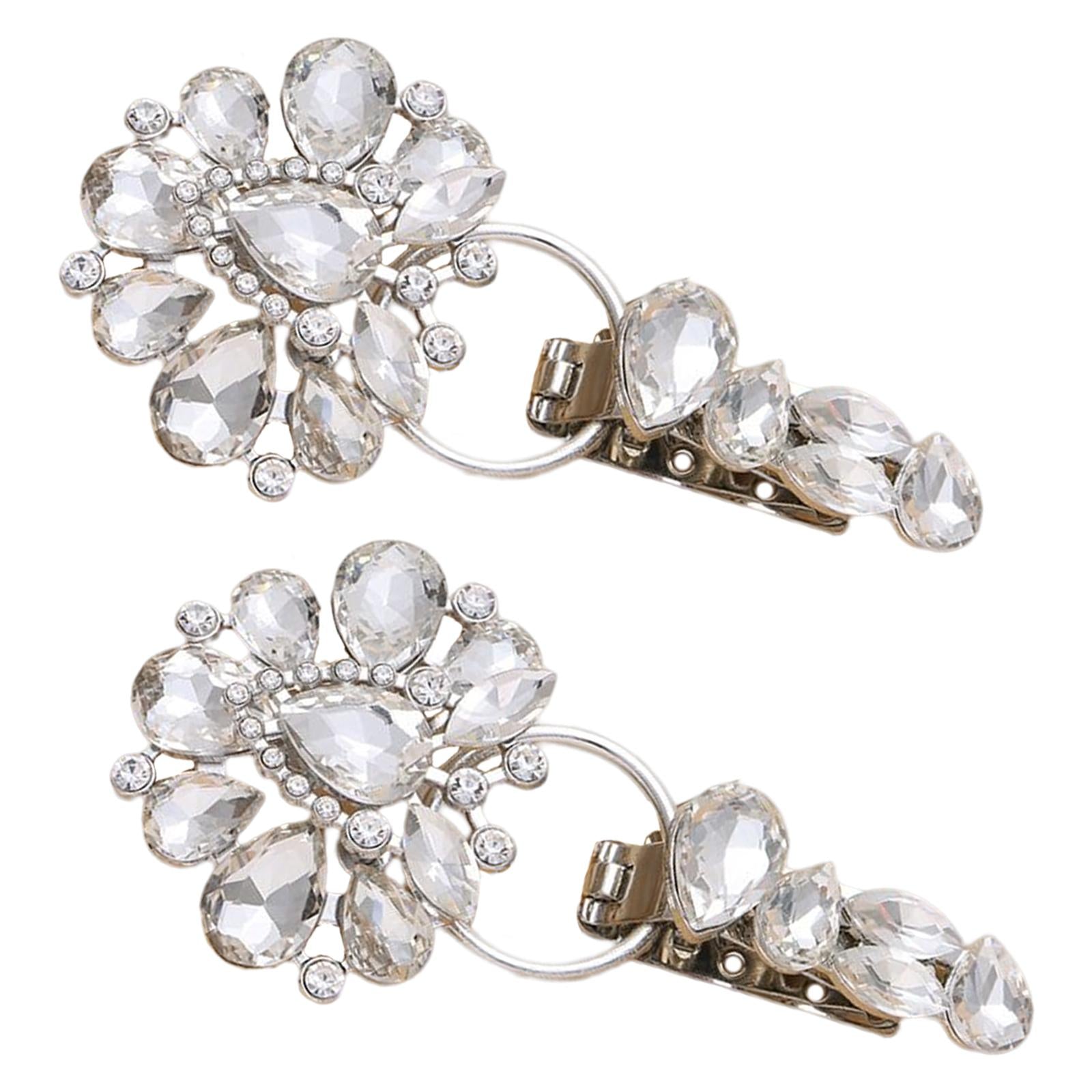 Luxury Metal Alloy Rhinestones Duckbill Button Fur Suede Coat Accessory Silver