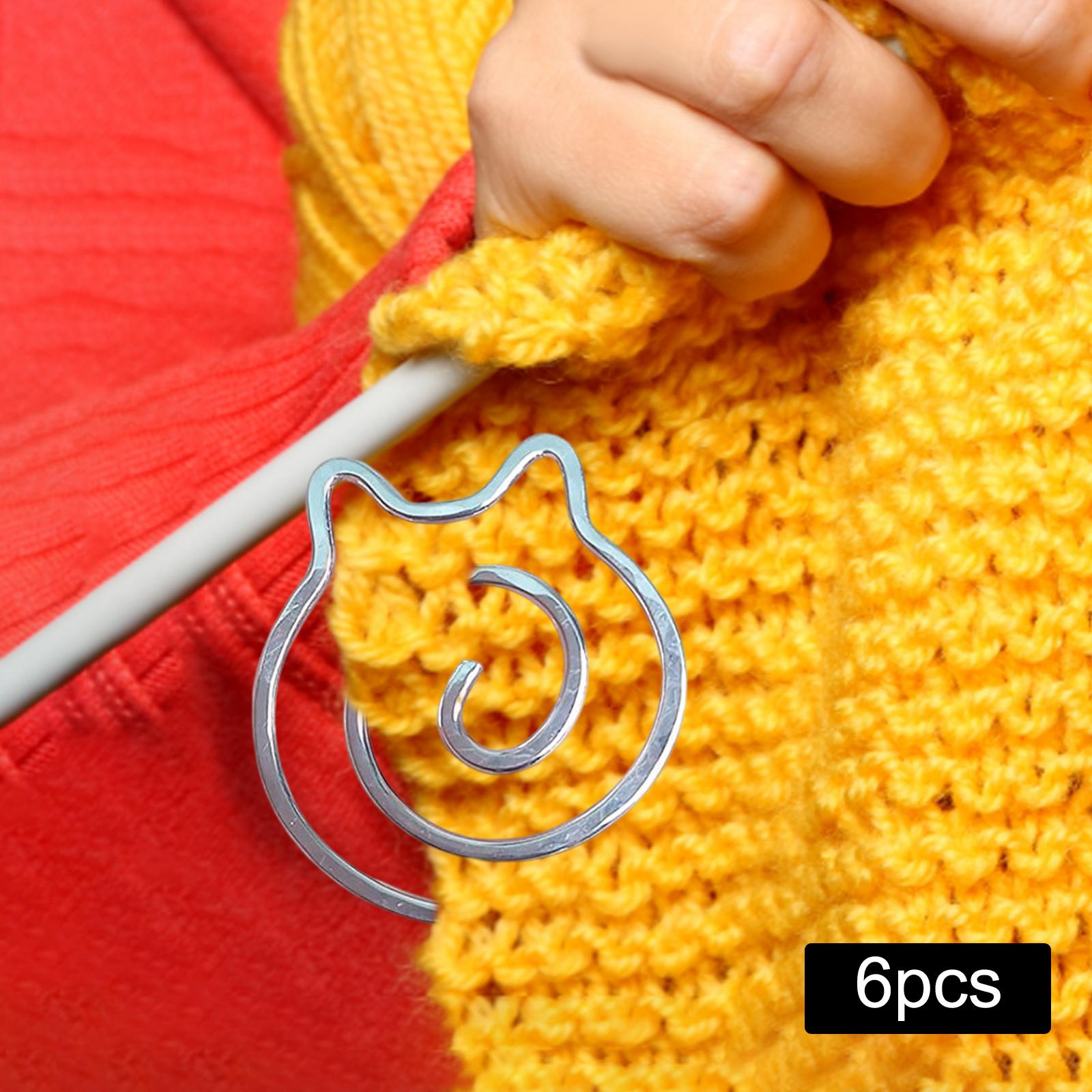 6X Needle Spiral Cable Needle for Knitting Bent Tapestry Silver Cat