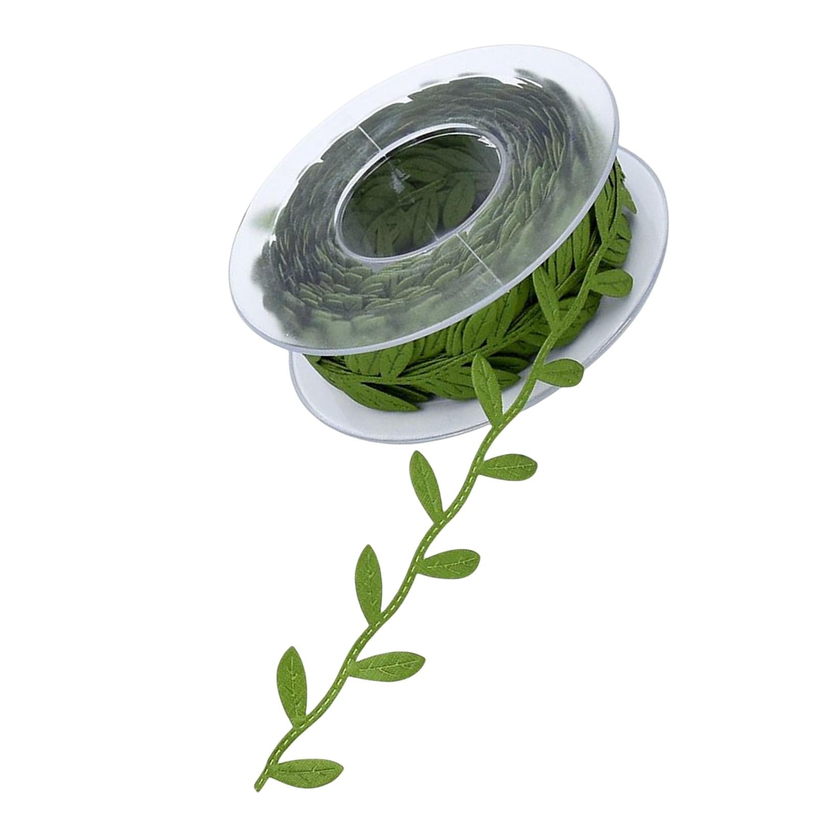 16.4 Yards Artificial Green Leaf Ribbon Trim Gift Wrapping Decorating Sewing
