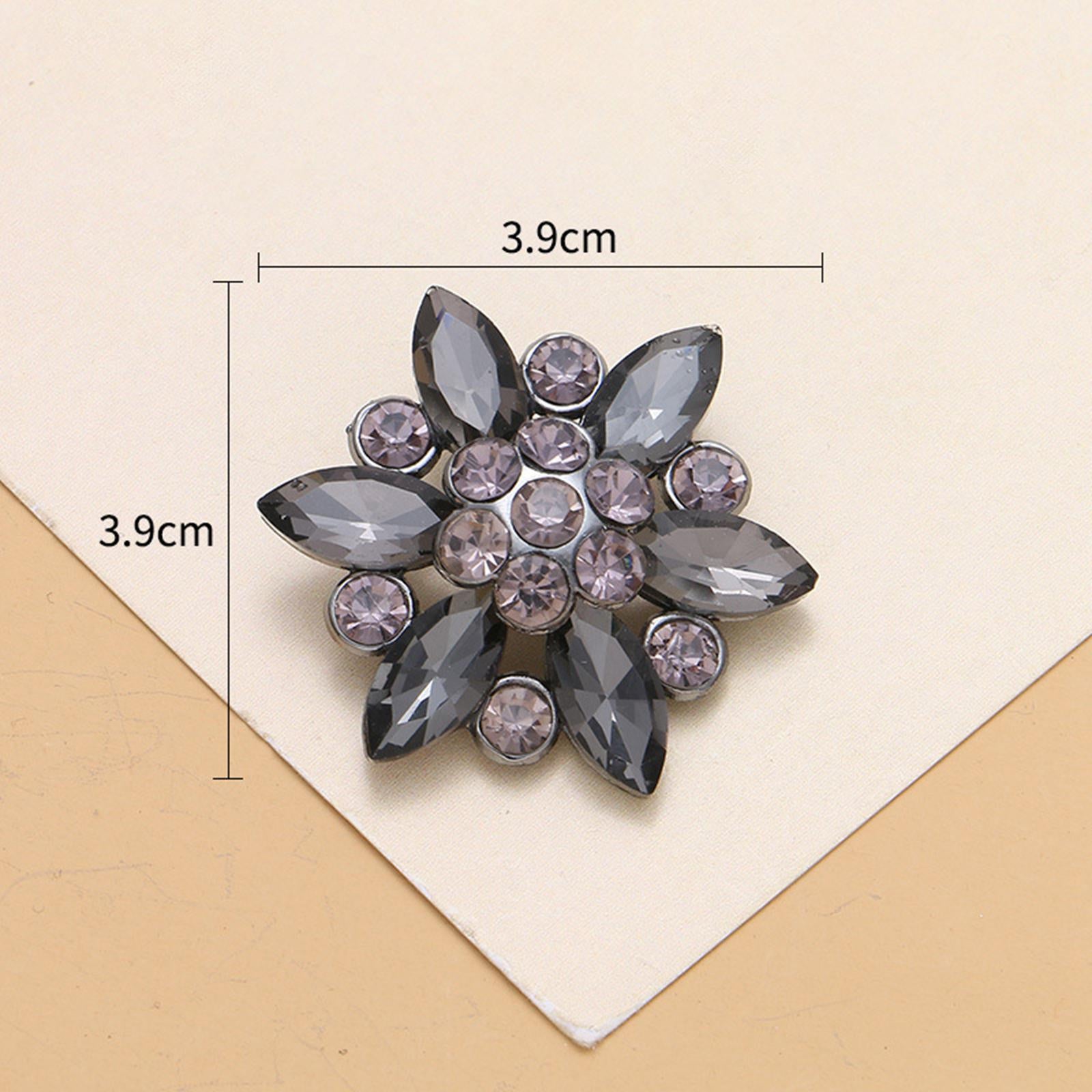 4Pcs Bling Fashion Rhinestone Buttons Flower Decorative Embellishment Black