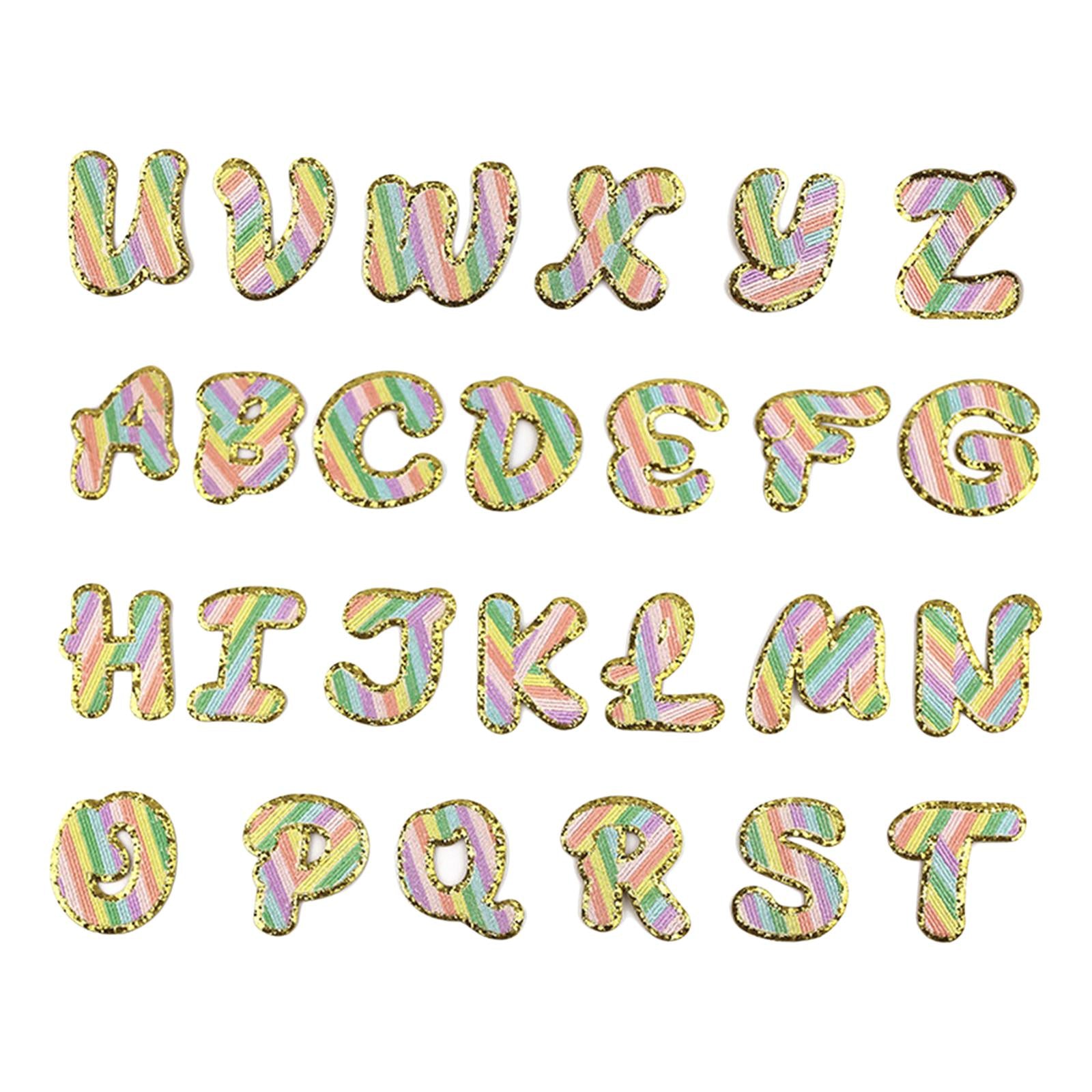 26Pieces Embroidery Patches A-Z English Letter Sew On for Coats Hat Clothing Self Adhesive