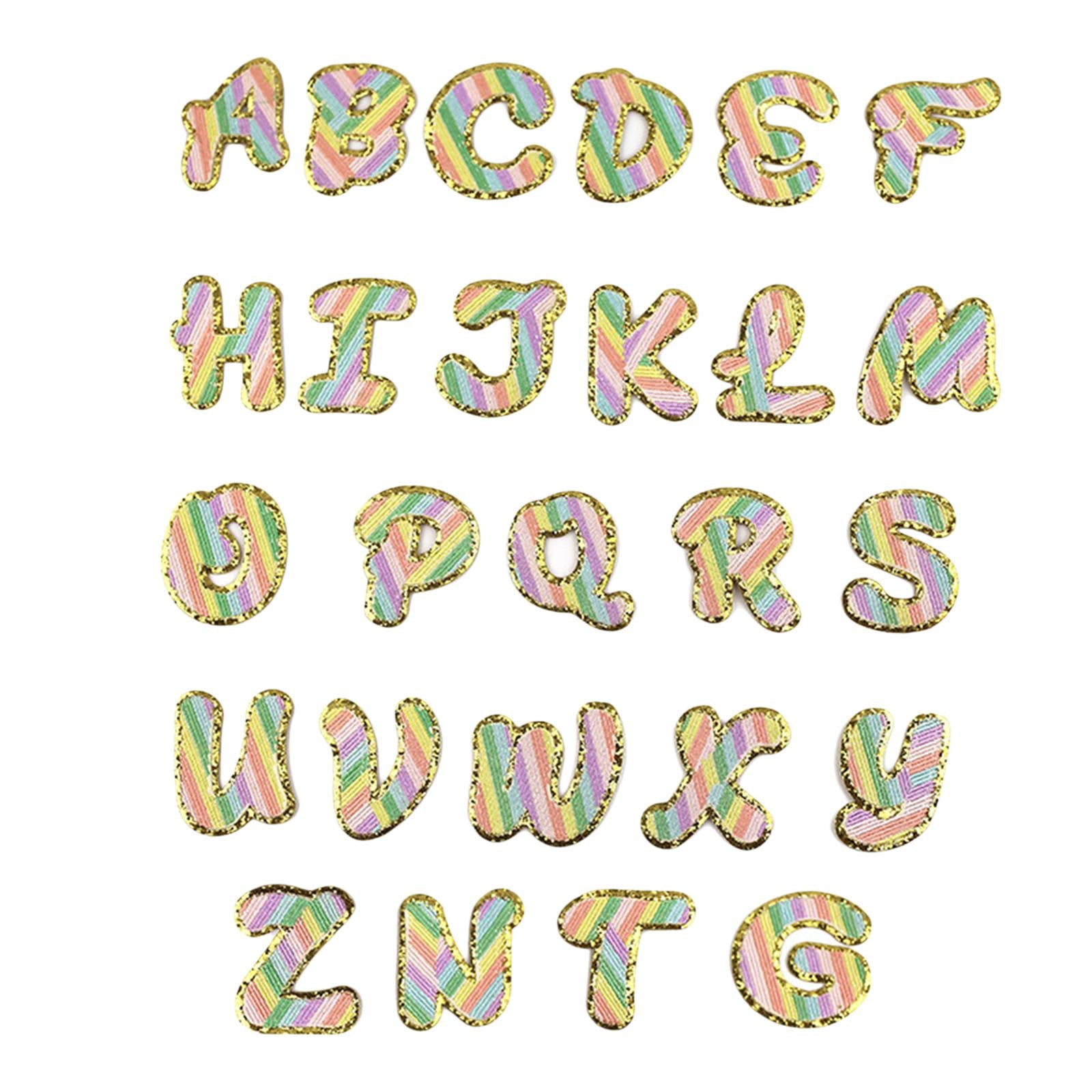 26Pieces Embroidery Patches A-Z English Letter Sew On for Coats Hat Clothing Self Adhesive