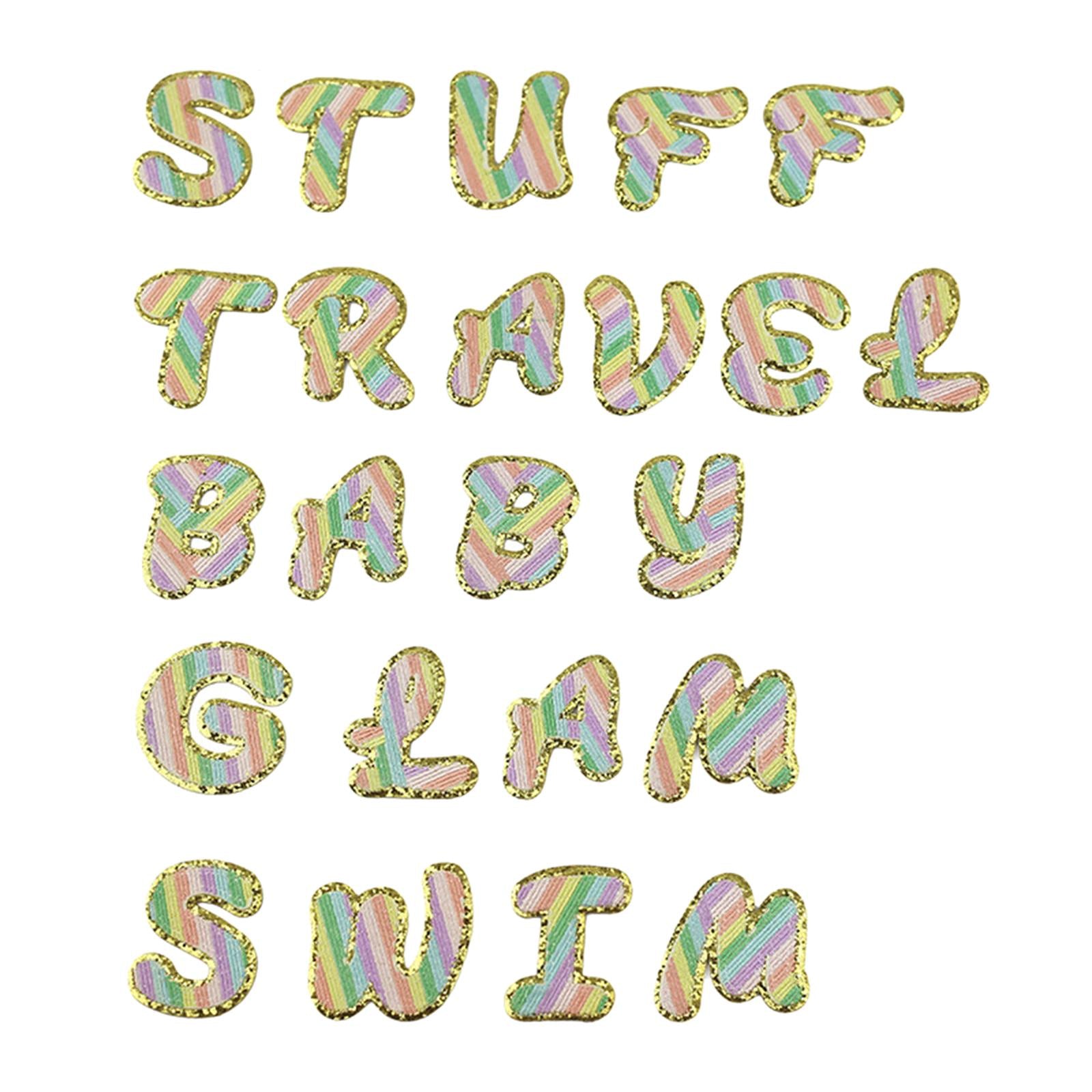 26Pieces Embroidery Patches A-Z English Letter Sew On for Coats Hat Clothing Self Adhesive