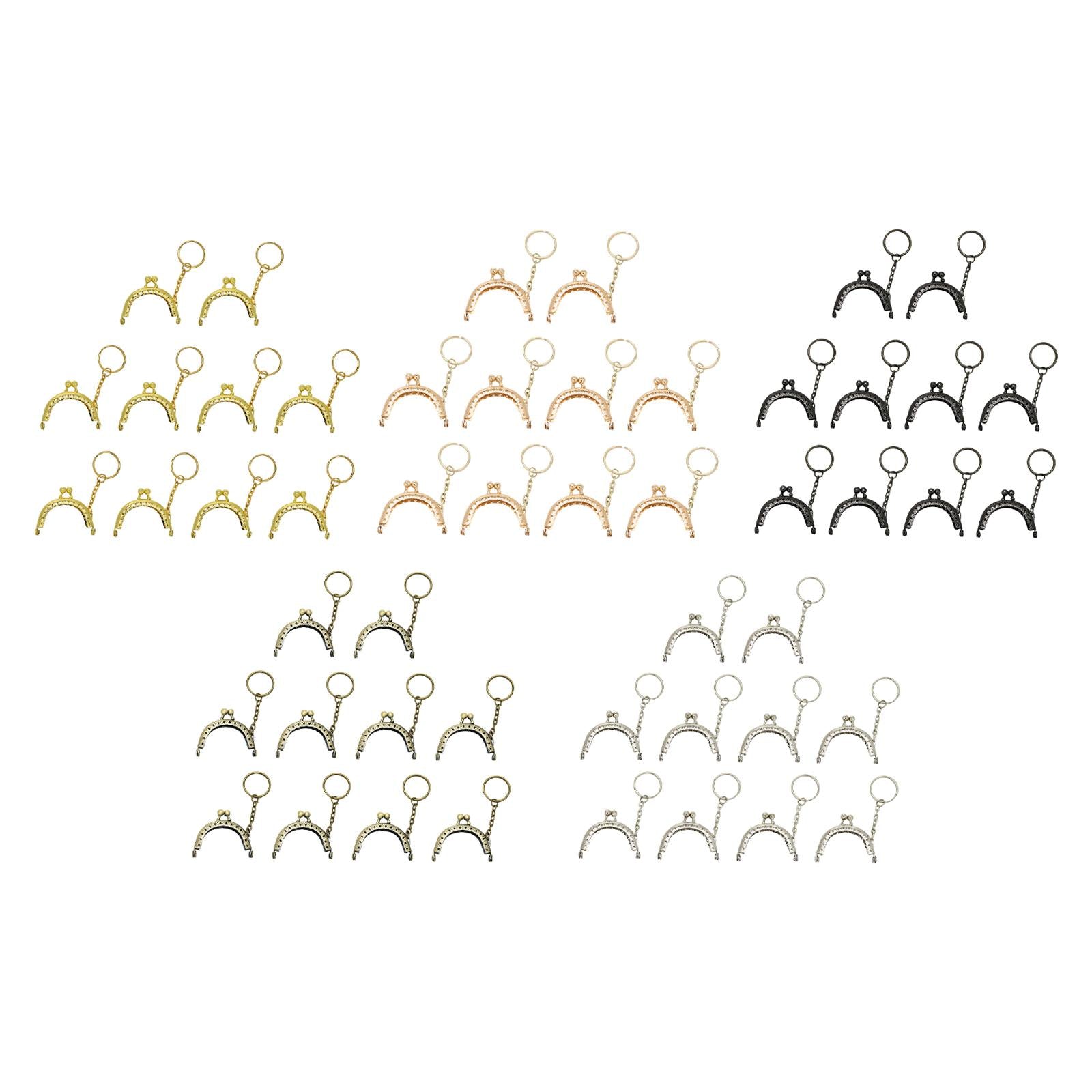 10Pcs Metal Purse Frame Semicircle Bag Handle Bag Kiss Clasp Lock for Sewing Bronze