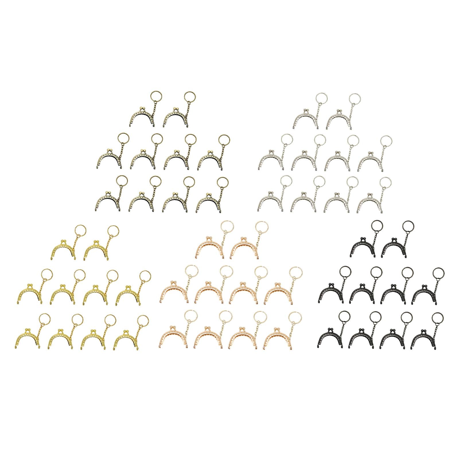 10Pcs Metal Purse Frame Semicircle Bag Handle Bag Kiss Clasp Lock for Sewing Bronze