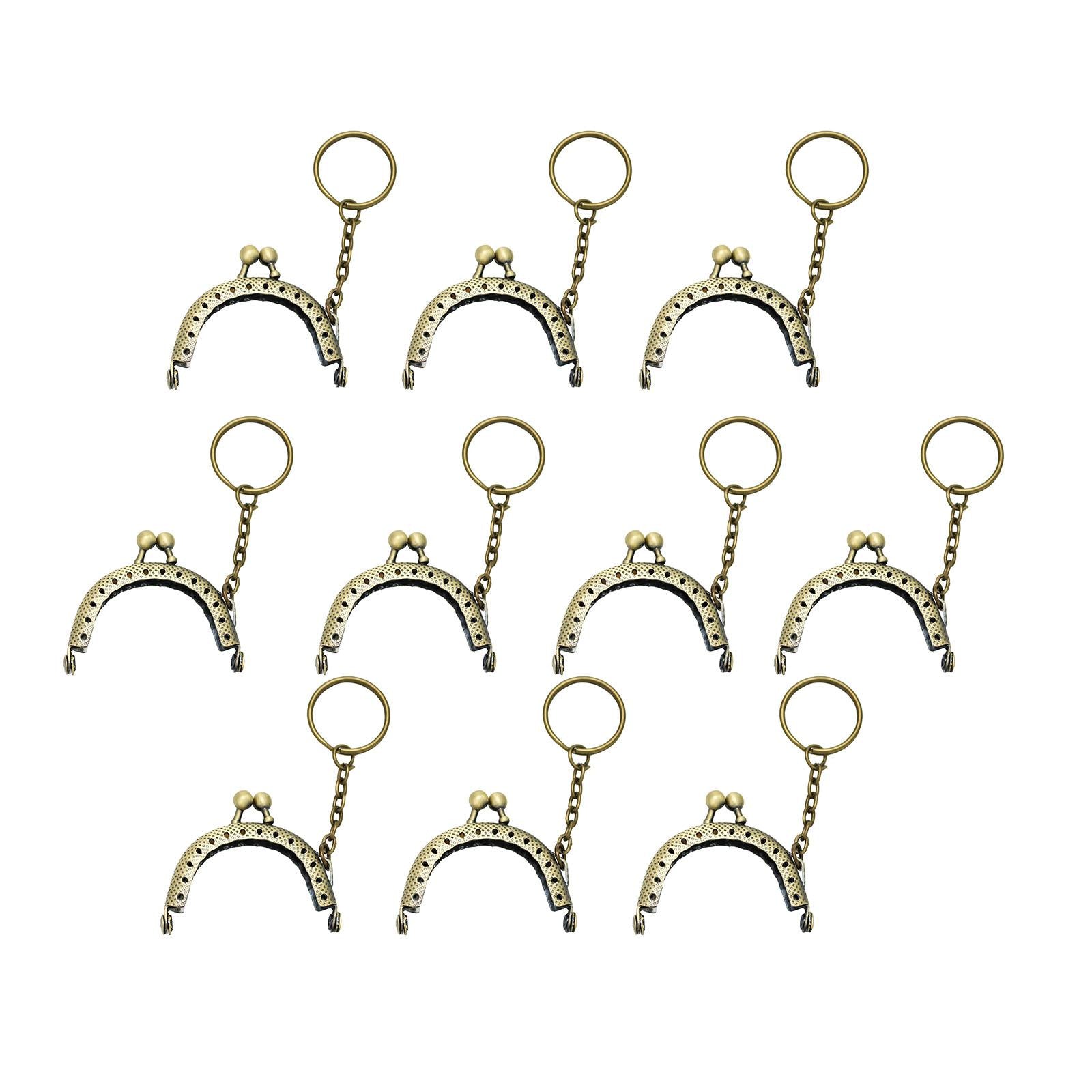 10Pcs Metal Purse Frame Semicircle Bag Handle Bag Kiss Clasp Lock for Sewing Bronze